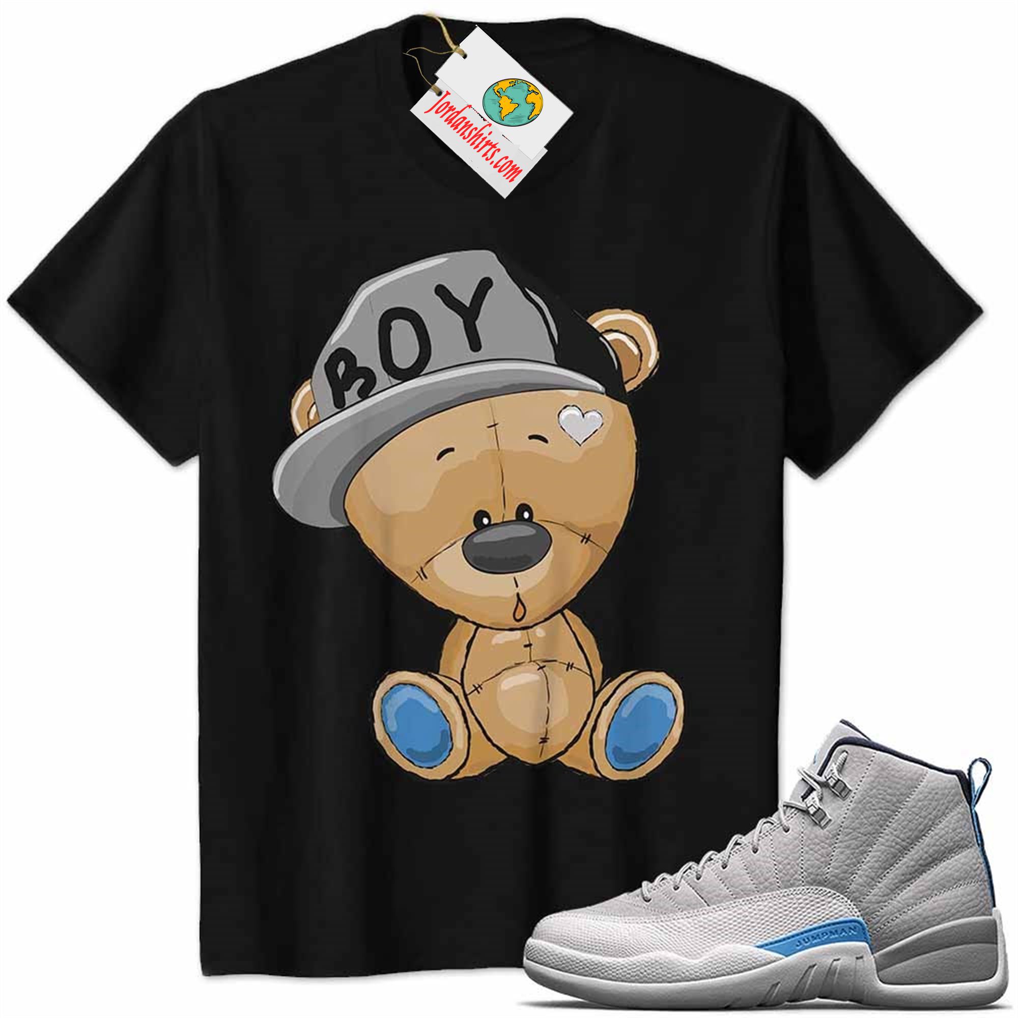 Jordan 12 Shirt, Jordan 12 Wolf Grey Shirt Cute Baby Teddy Bear Black Full Size Up To 5xl
