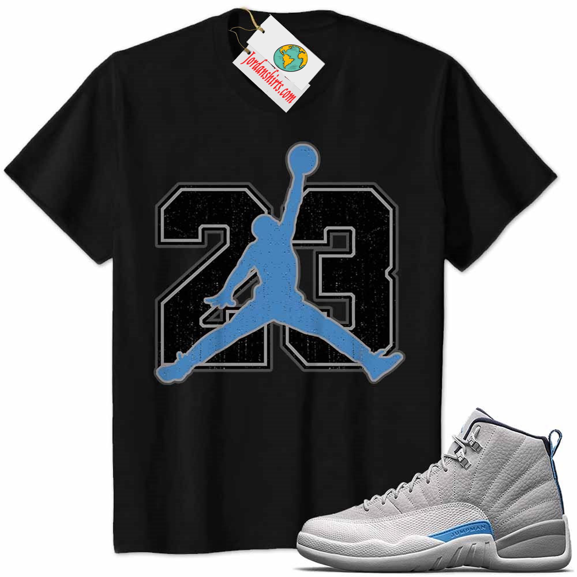 Jordan 12 Shirt, Jordan 12 Wolf Grey Shirt Jumpman No23 Black Size Up To 5xl