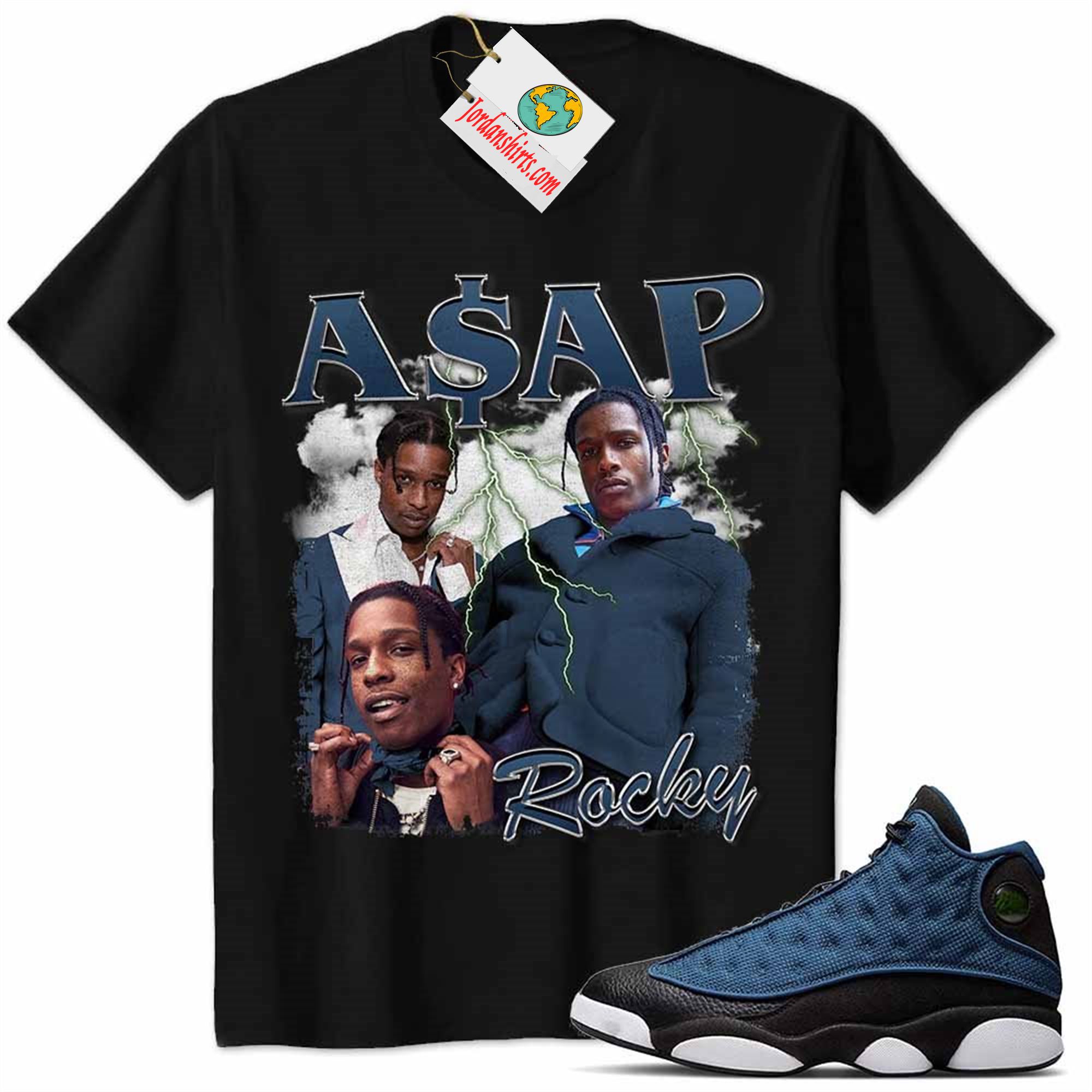 Jordan 13 Shirt, Jordan 13 Brave Blue Shirt Asap Rocky Rapper Vintage 90s Black Size Up To 5xl