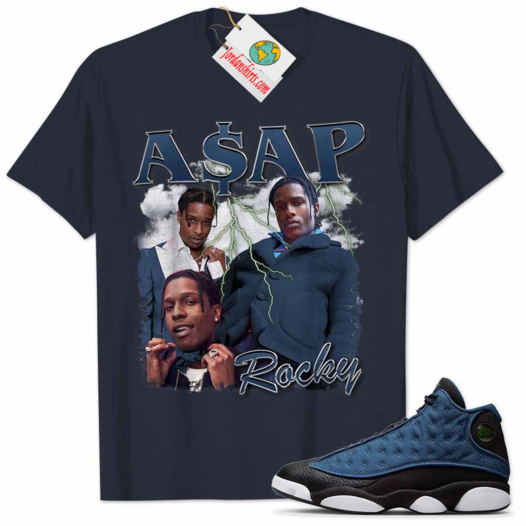 Jordan 13 Shirt, Jordan 13 Brave Blue Shirt Asap Rocky Rapper Vintage 90s Navy Plus Size Up To 5xl