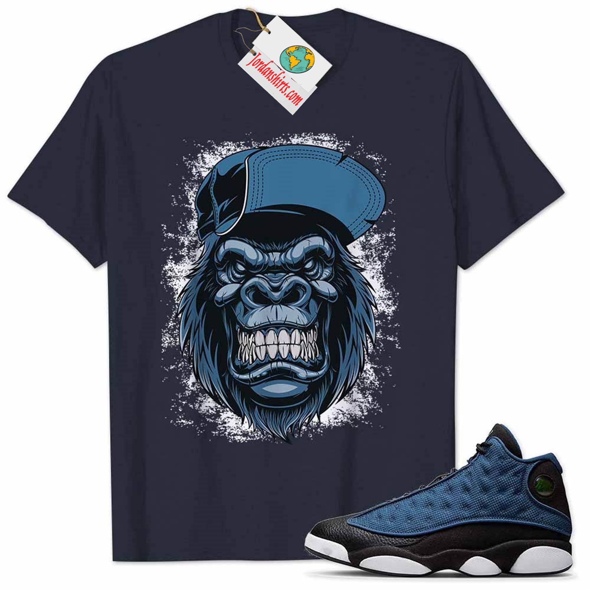 Jordan 13 Shirt, Jordan 13 Brave Blue Shirt Ferocious Gorilla Navy Size Up To 5xl