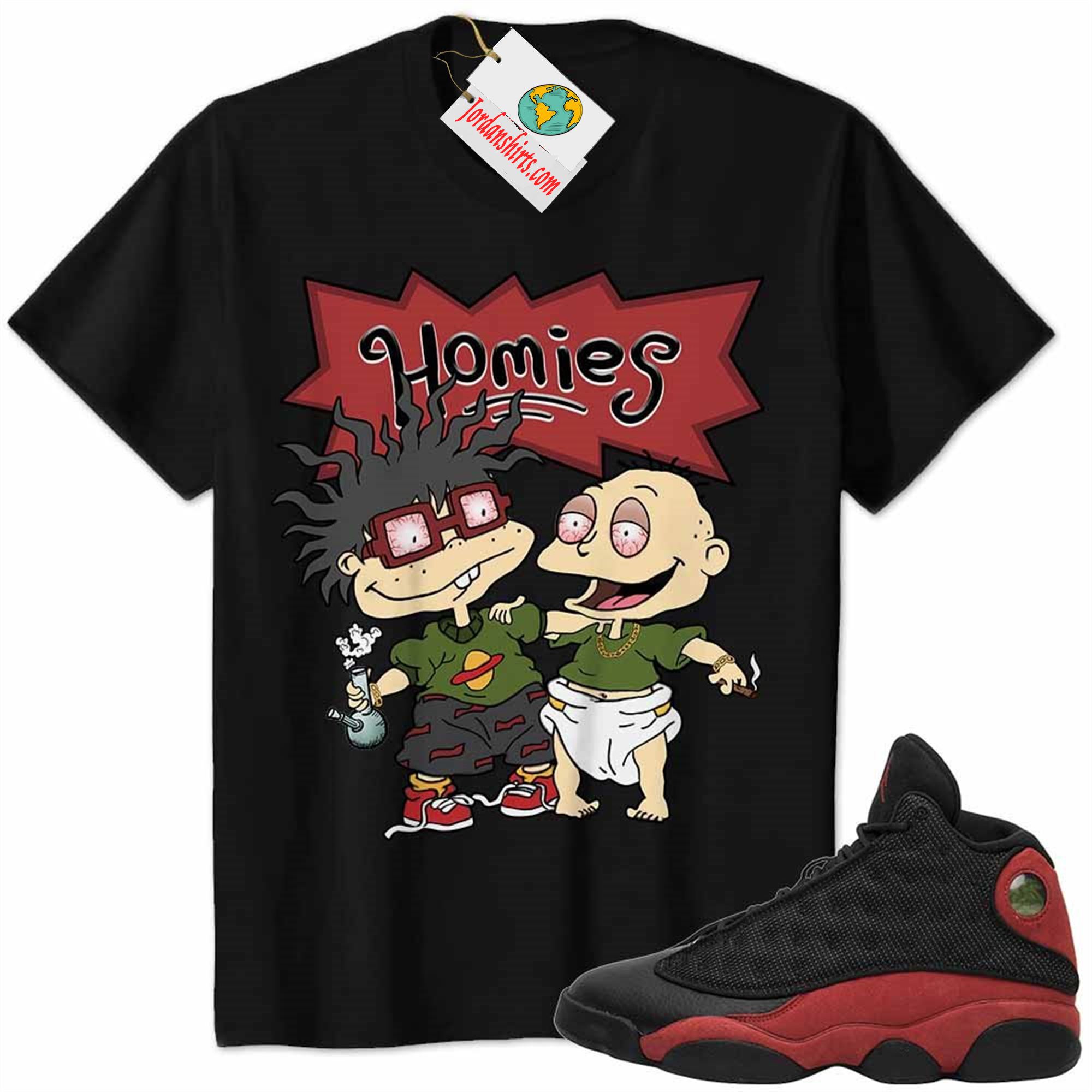 Jordan 13 Shirt, Jordan 13 Bred Shirt Hommies Tommy Pickles Chuckie Finster Rugrats Black Plus Size Up To 5xl