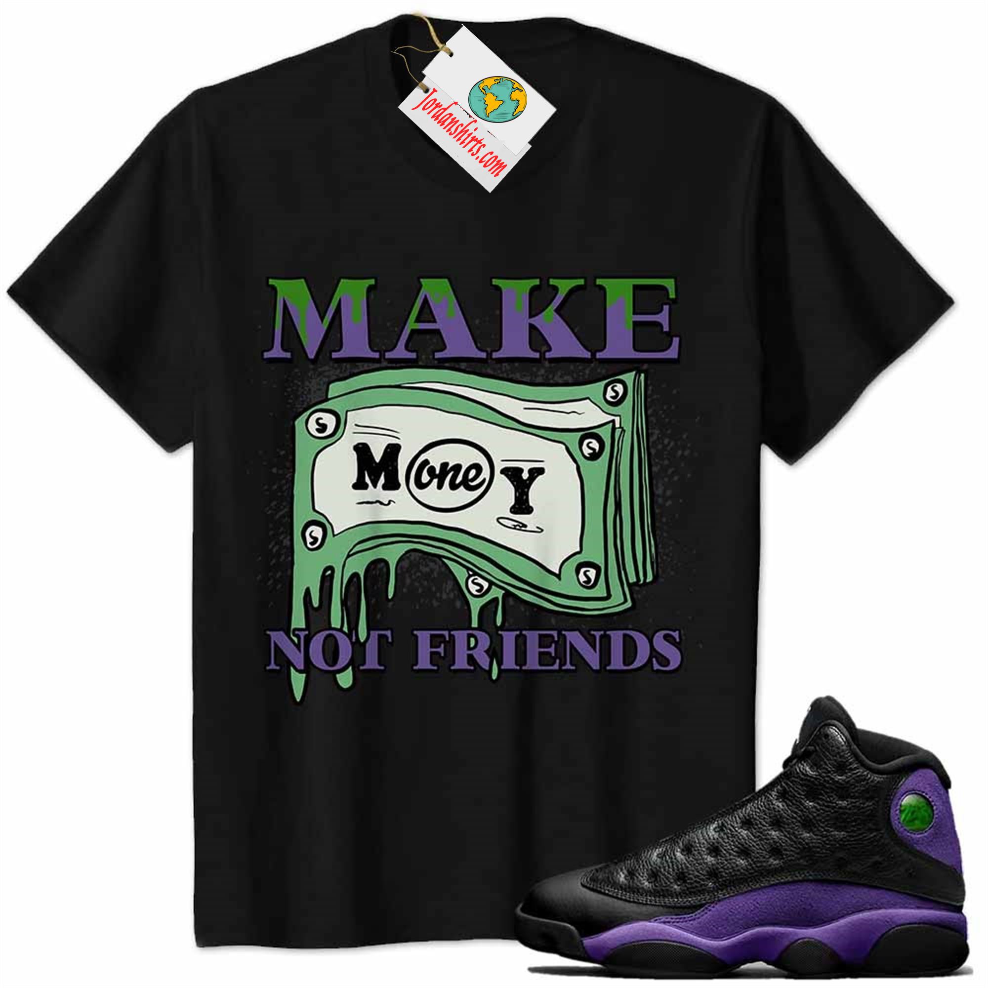 Jordan 13 Shirt, Jordan 13 Court Purple Shirt Make Money Graffiti Black Size Up To 5xl