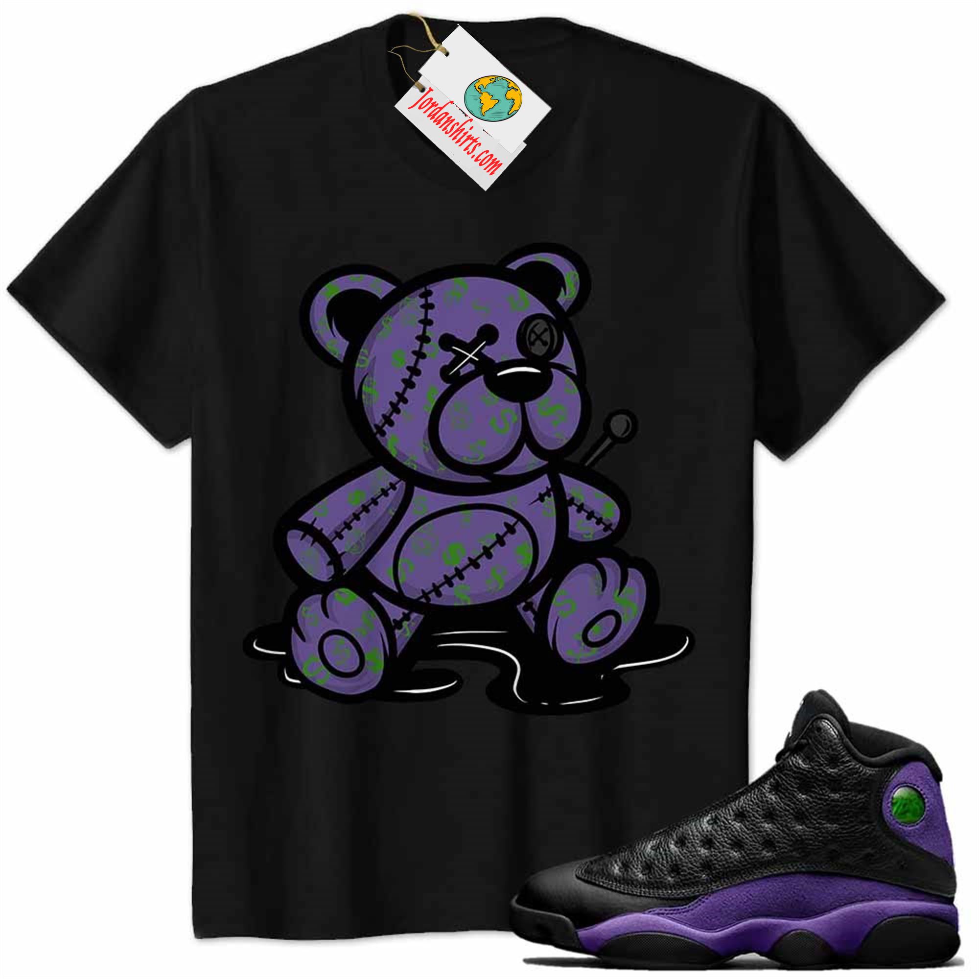 Jordan 13 Shirt, Jordan 13 Court Purple Shirt Teddy Bear All Money In Black Plus Size Up To 5xl