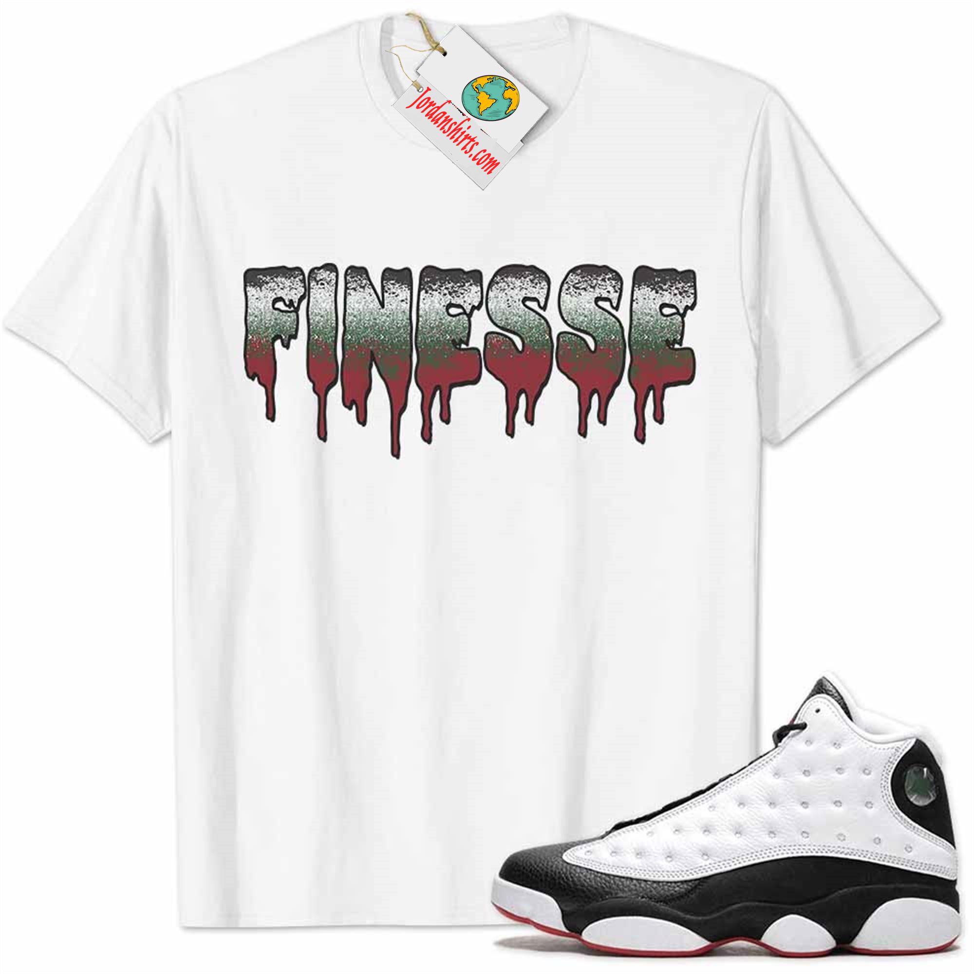 Jordan 13 Shirt, Jordan 13 He Got Game Shirt Finesse Drip White Full Size Up To 5xl