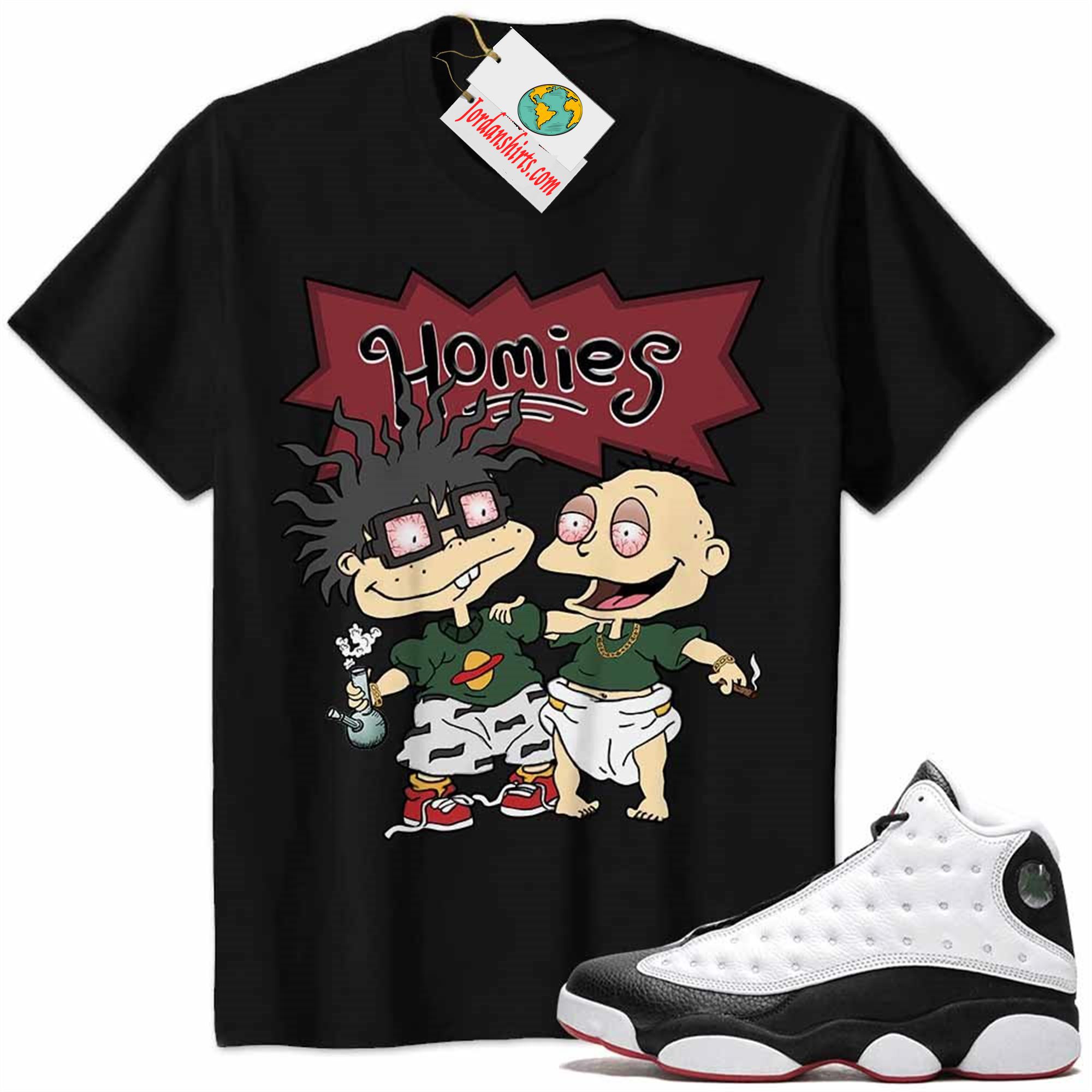 Jordan 13 Shirt, Jordan 13 He Got Game Shirt Hommies Tommy Pickles Chuckie Finster Rugrats Black Full Size Up To 5xl