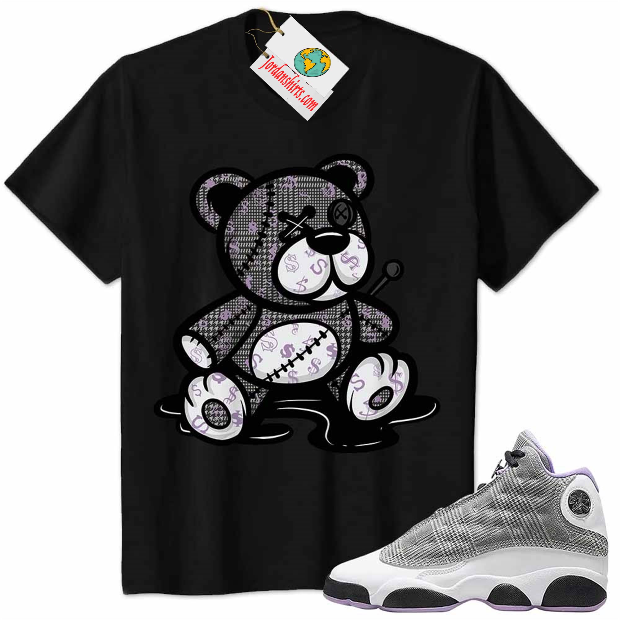 Jordan 13 Shirt, Jordan 13 Houndstooth Shirt Teddy Bear All Money In Black Plus Size Up To 5xl