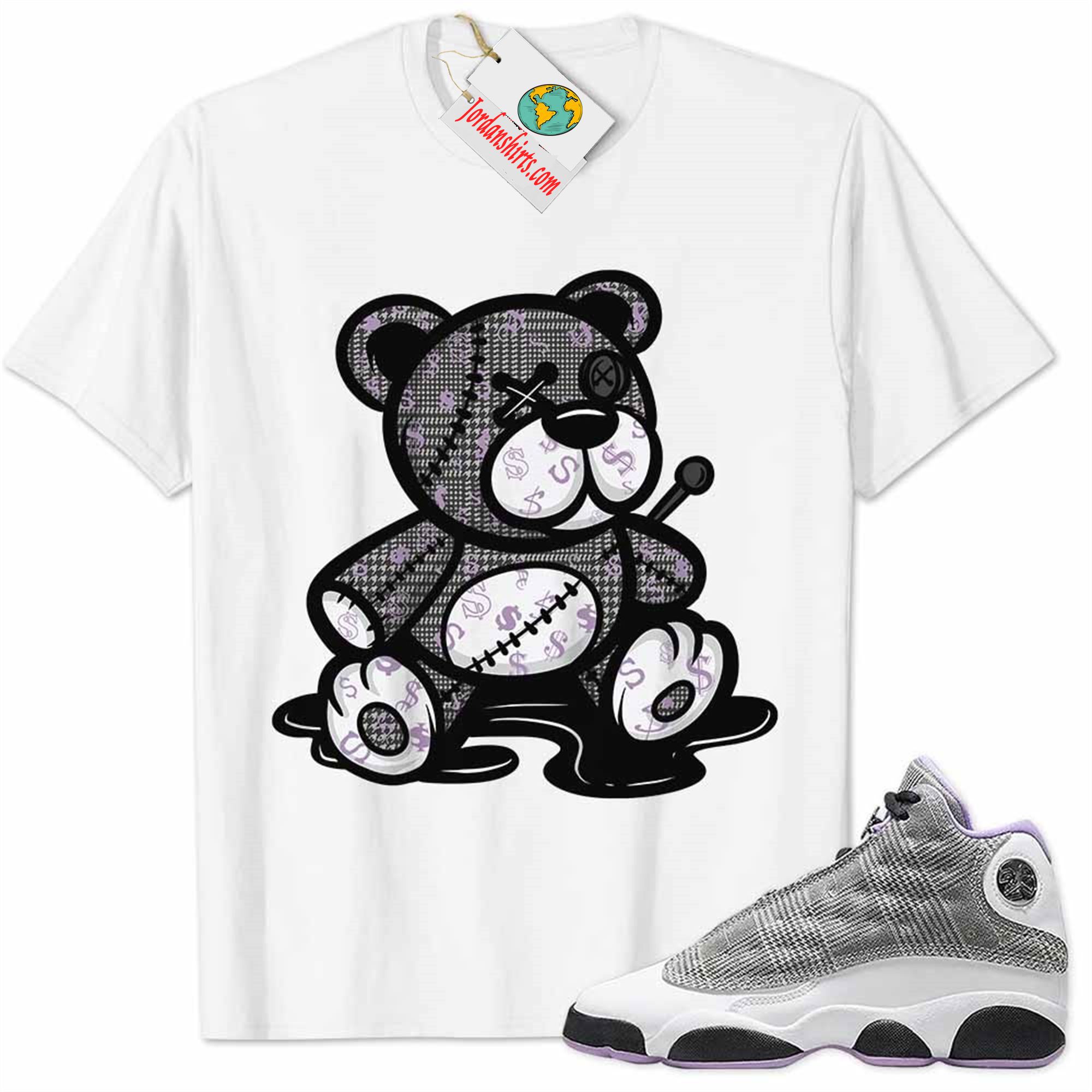 Jordan 13 Shirt, Jordan 13 Houndstooth Shirt Teddy Bear All Money In White Size Up To 5xl