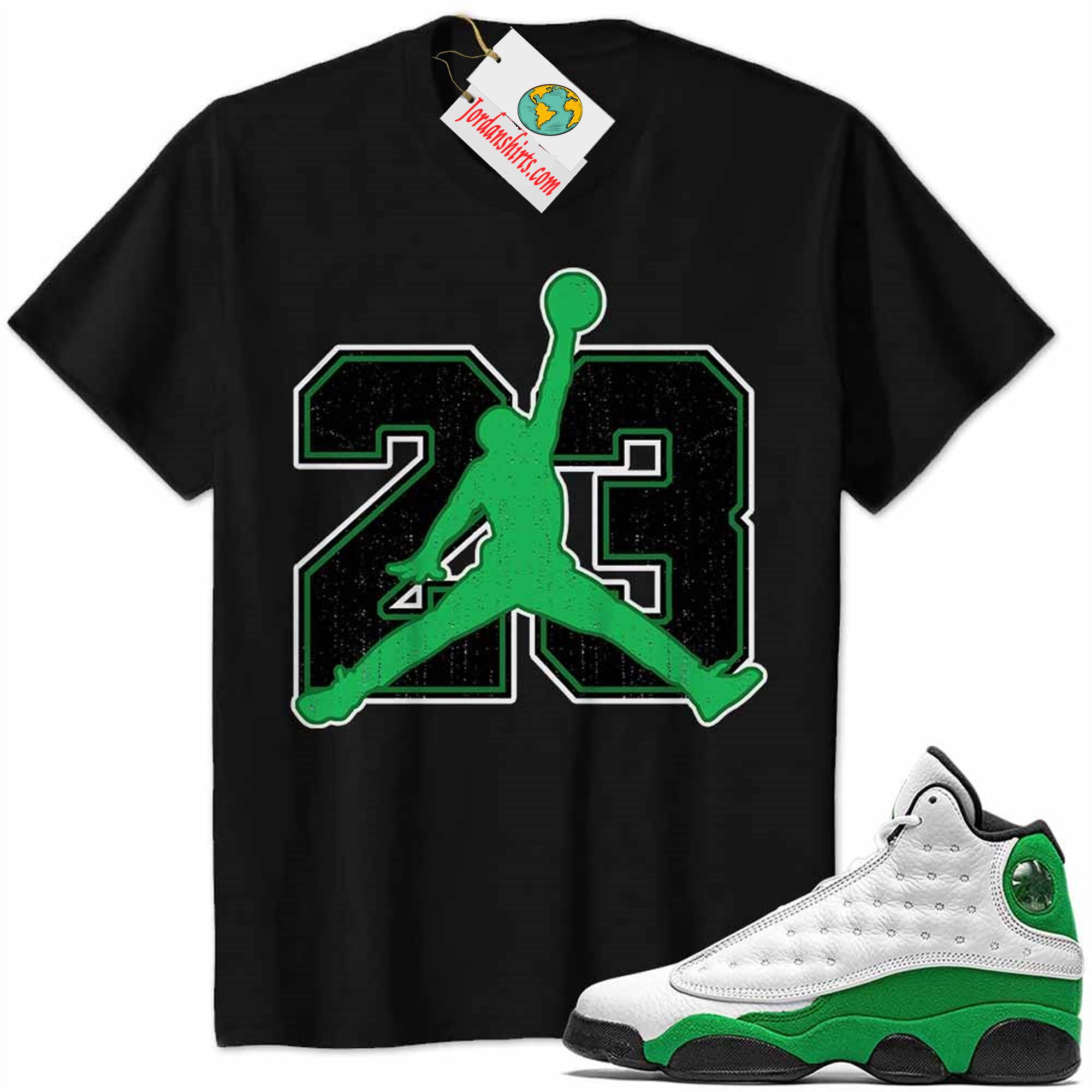 Jordan 13 Shirt, Jordan 13 Lucky Green Shirt Jumpman No23 Black Full Size Up To 5xl