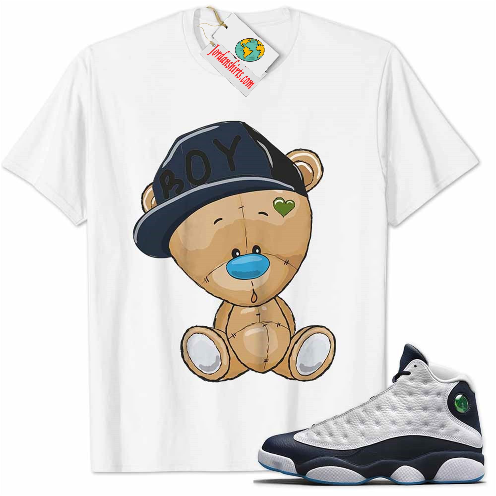 Jordan 13 Shirt, Jordan 13 Obsidian Shirt Cute Baby Teddy Bear White Full Size Up To 5xl