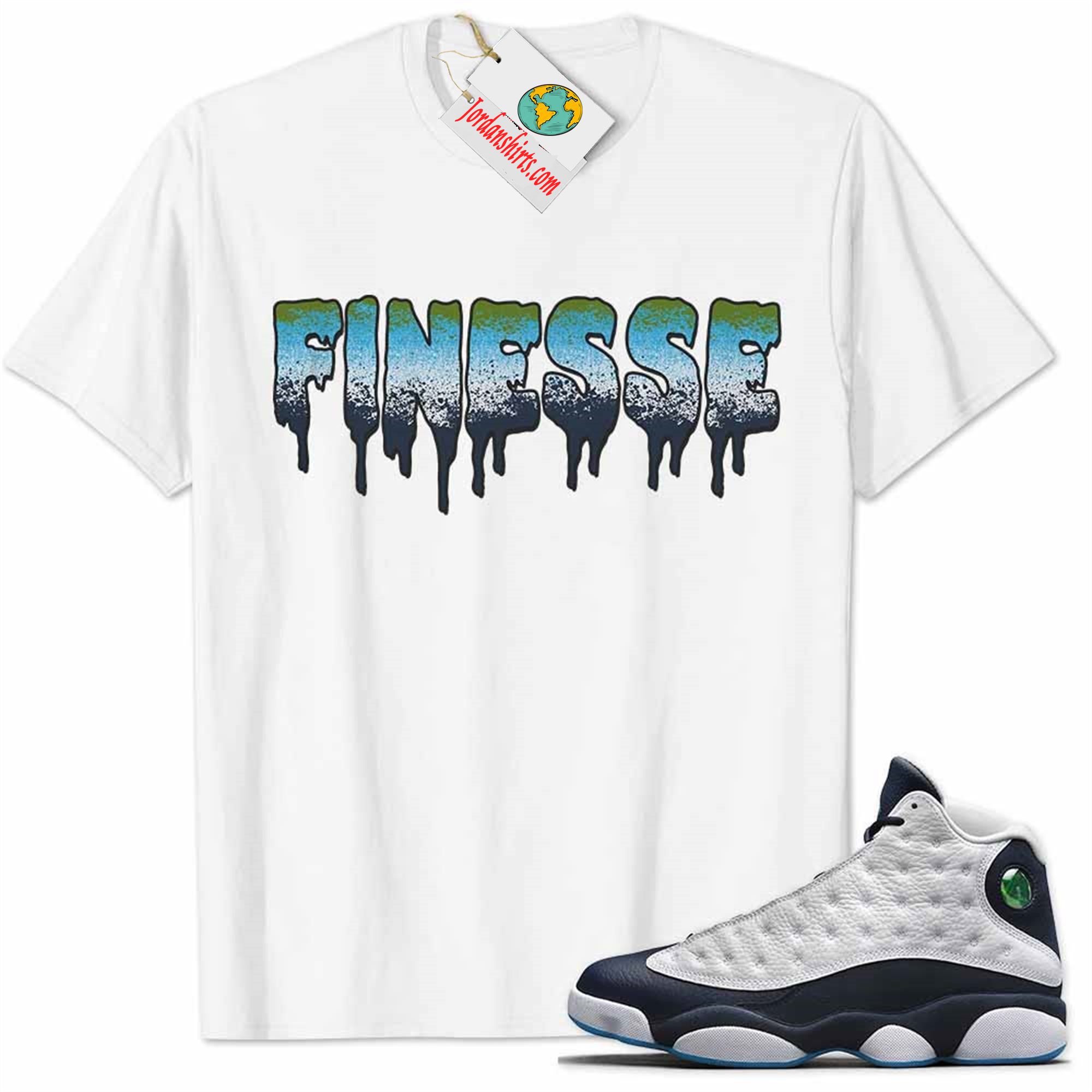 Jordan 13 Shirt, Jordan 13 Obsidian Shirt Finesse Drip White Plus Size Up To 5xl