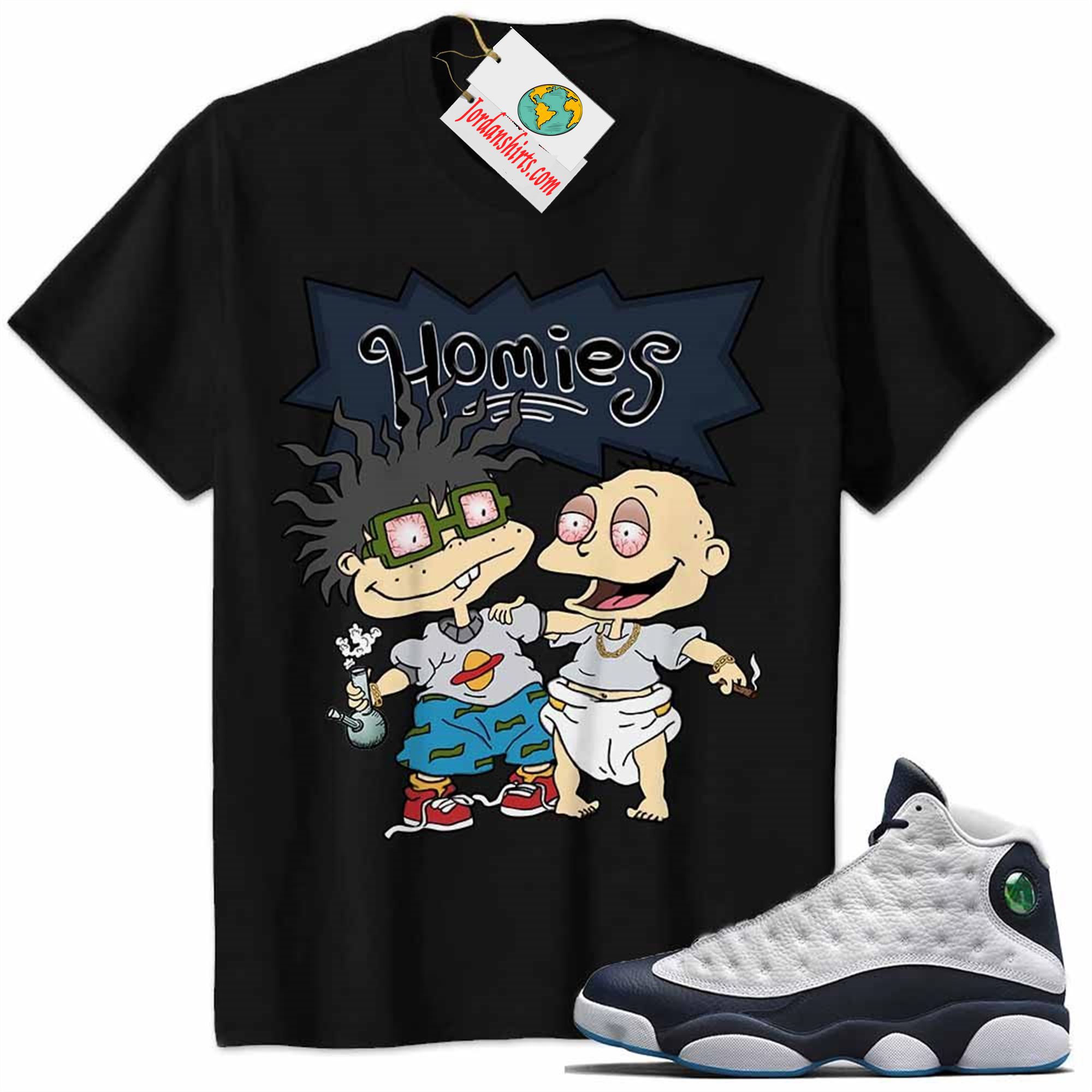Jordan 13 Shirt, Jordan 13 Obsidian Shirt Hommies Tommy Pickles Chuckie Finster Rugrats Black Plus Size Up To 5xl
