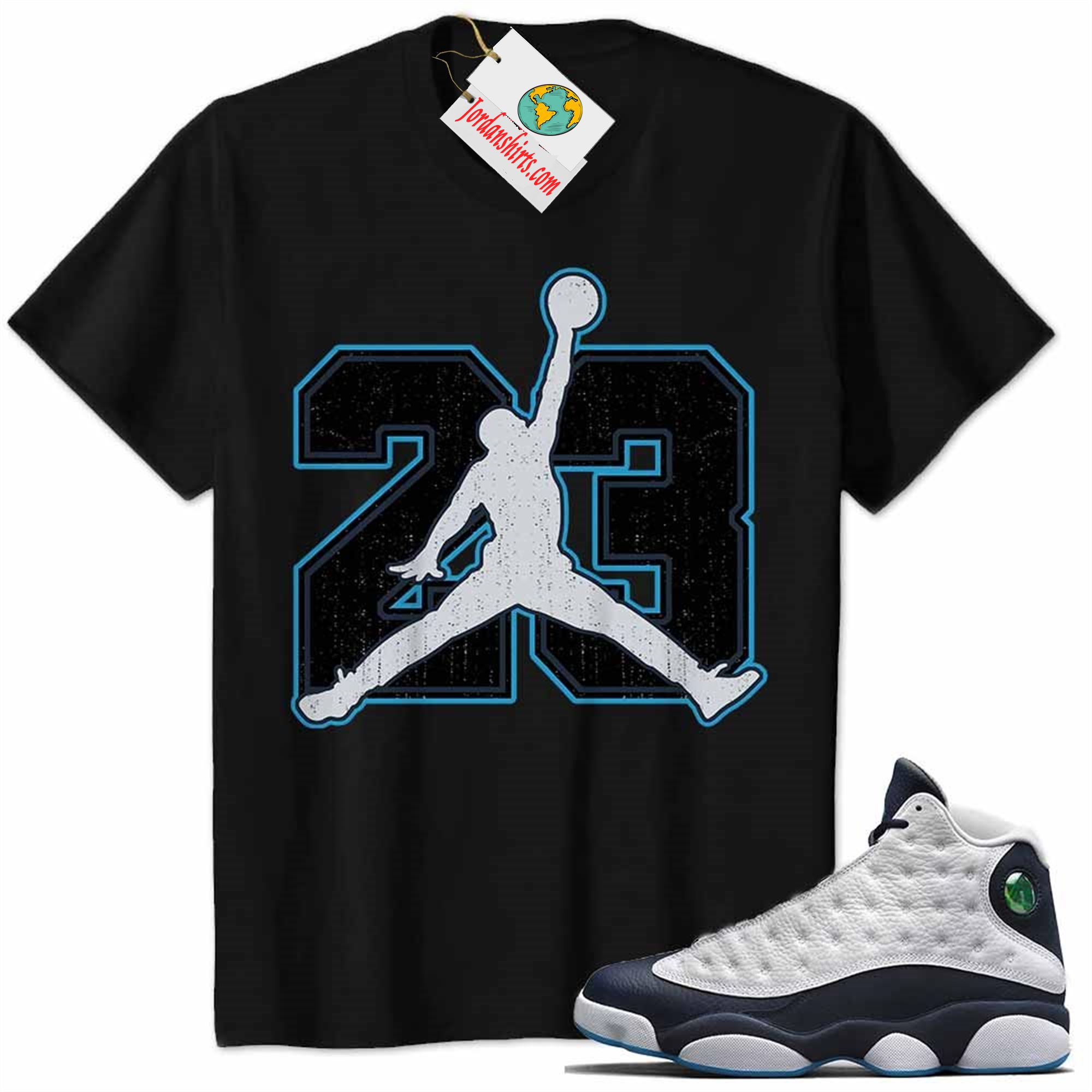 Jordan 13 Shirt, Jordan 13 Obsidian Shirt Jumpman No23 Black Size Up To 5xl