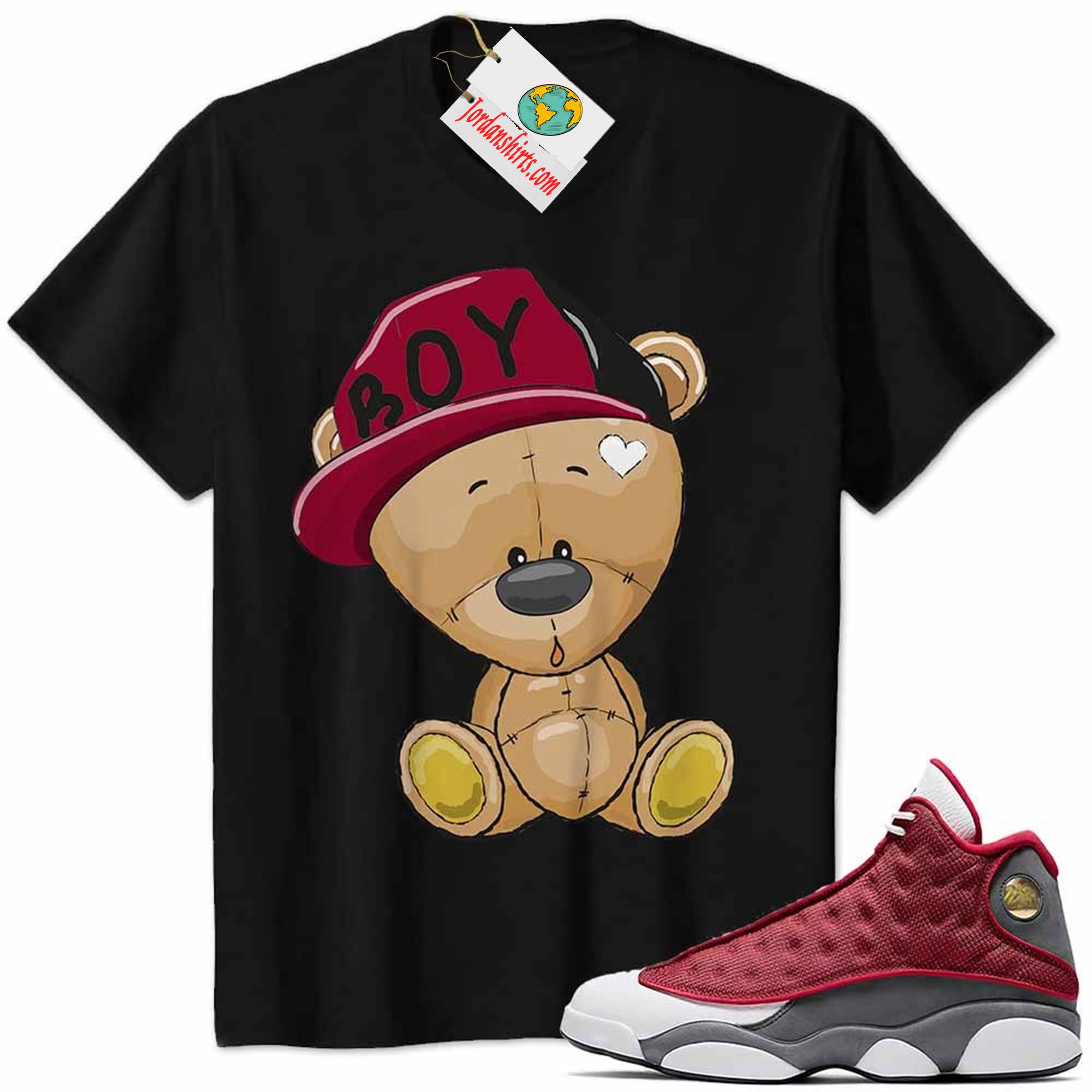 Jordan 13 Shirt, Jordan 13 Red Flint Shirt Cute Baby Teddy Bear Black Plus Size Up To 5xl