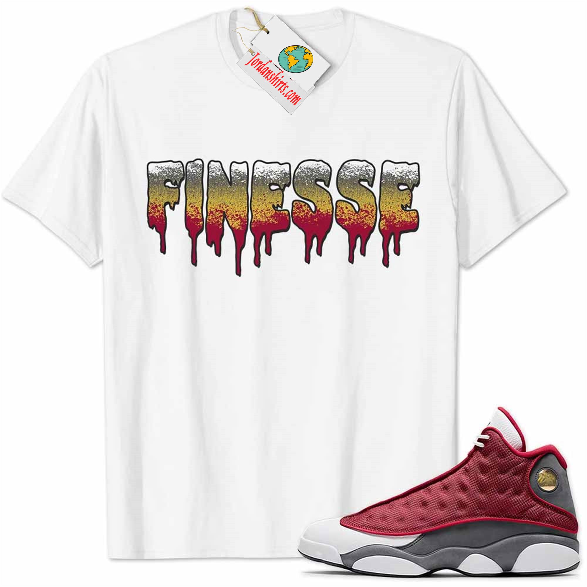 Jordan 13 Shirt, Jordan 13 Red Flint Shirt Finesse Drip White Size Up To 5xl