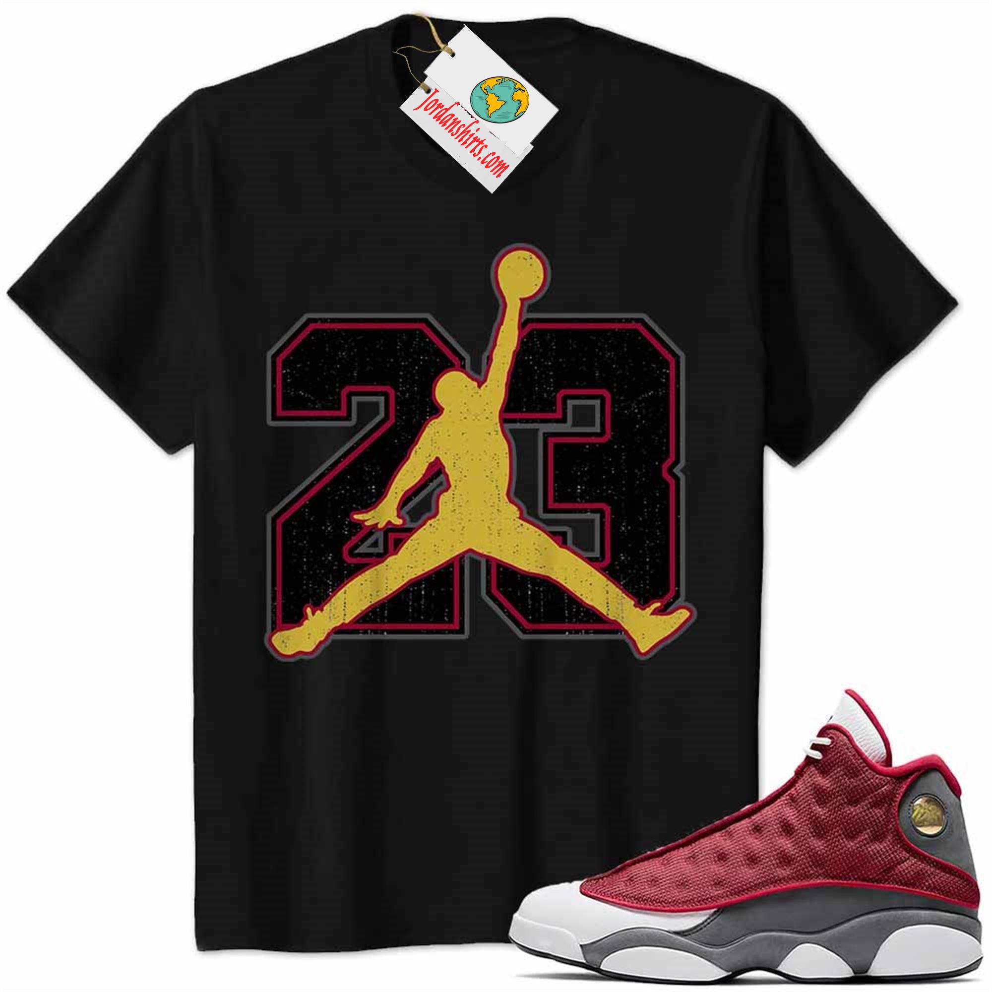 Jordan 13 Shirt, Jordan 13 Red Flint Shirt Jumpman No23 Black Size Up To 5xl