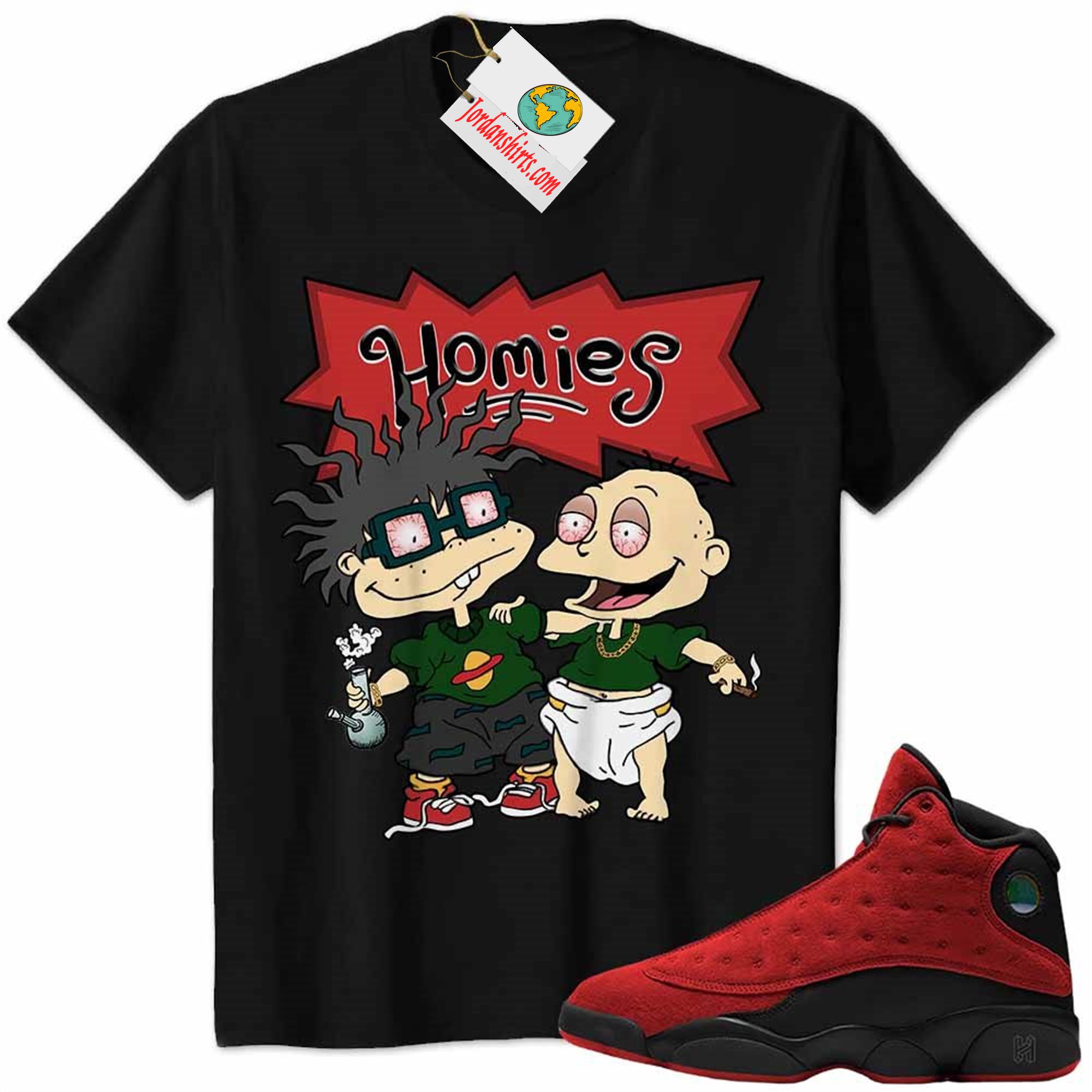 Jordan 13 Shirt, Jordan 13 Reverse Bred Shirt Hommies Tommy Pickles Chuckie Finster Rugrats Black Full Size Up To 5xl