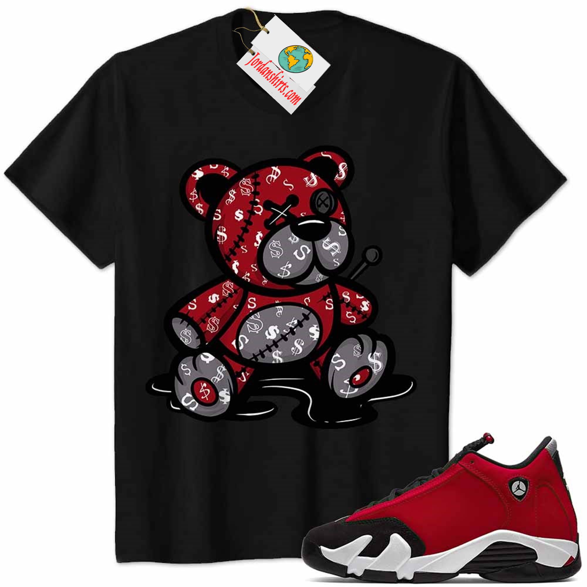 Jordan 14 Shirt, Jordan 14 Gym Red Shirt Teddy Bear All Money In Black Size Up To 5xl