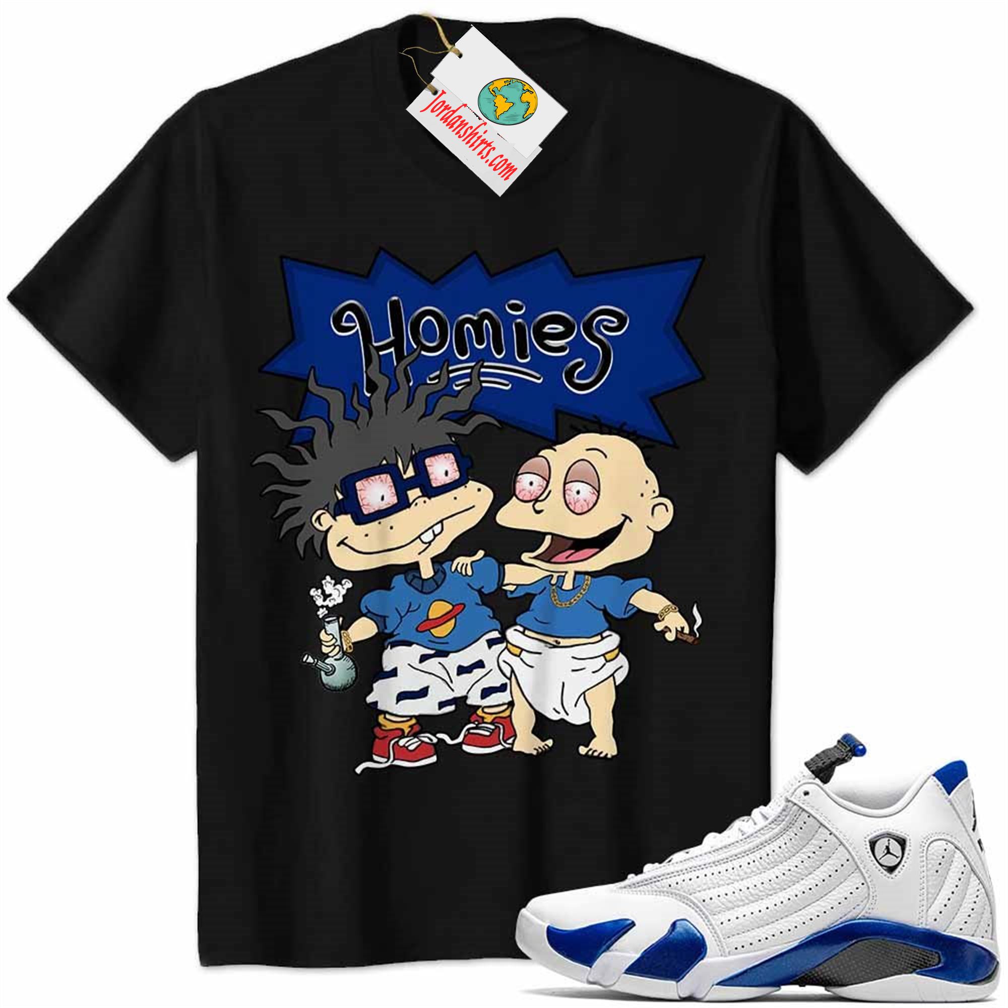 Jordan 14 Shirt, Jordan 14 Hyper Royal Shirt Hommies Tommy Pickles Chuckie Finster Rugrats Black Plus Size Up To 5xl