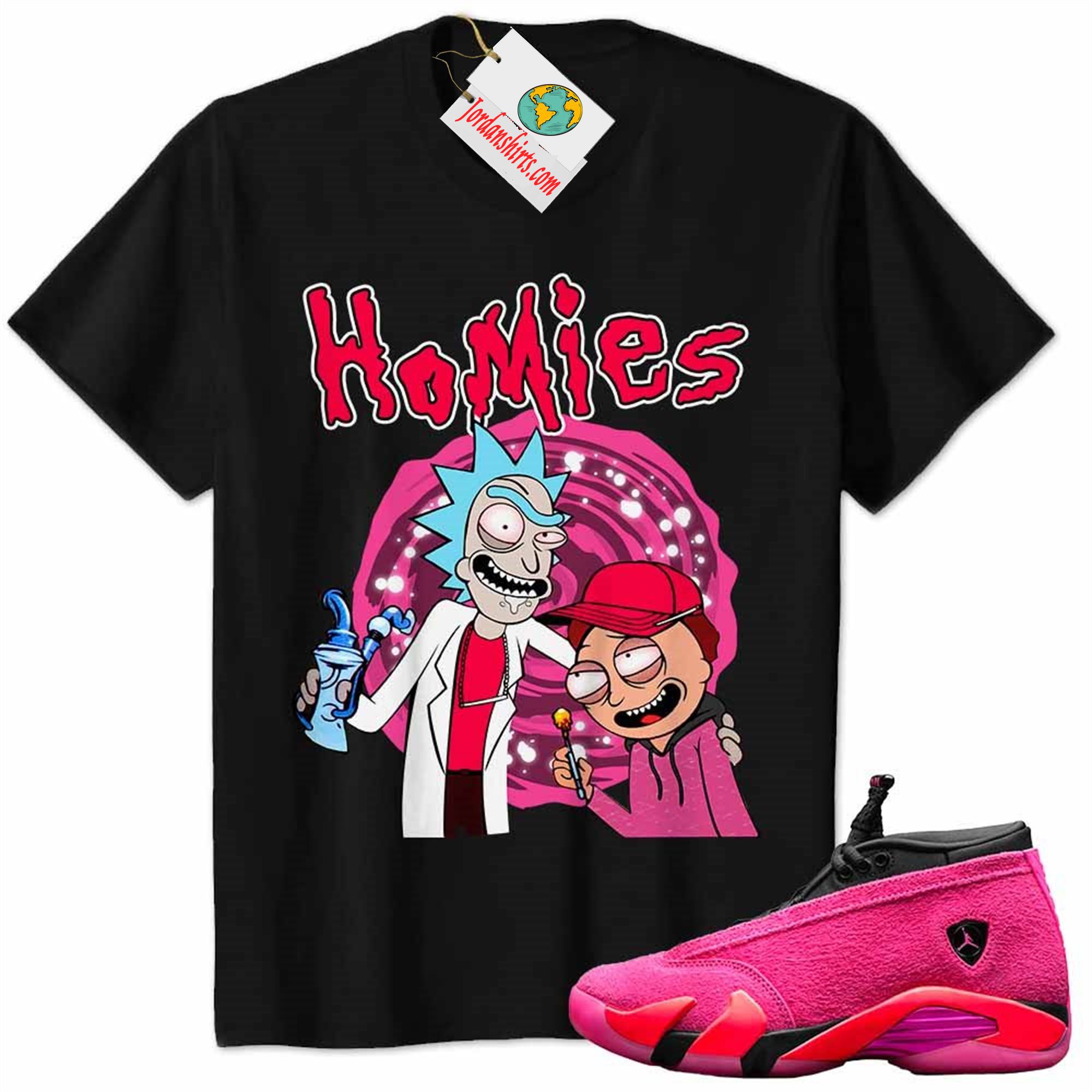Jordan 14 Shirt, Jordan 14 Wmns Shocking Pink Shirt Rick Morty Best Buds Black Plus Size Up To 5xl