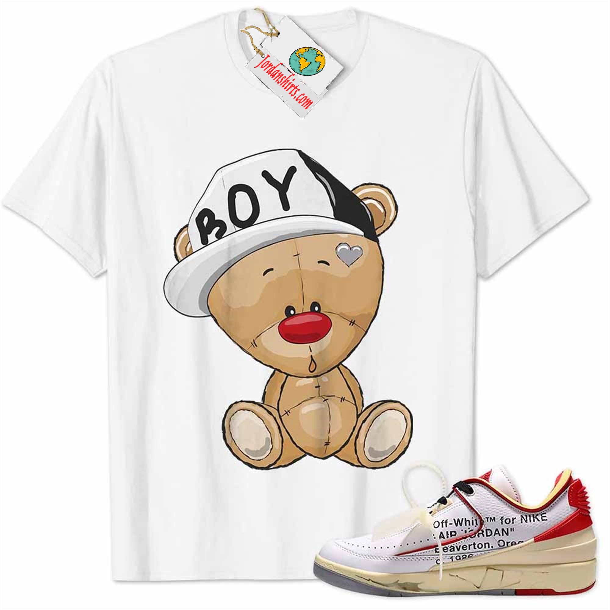 Jordan 2 Shirt, Jordan 2 Low White Red Off-white Shirt Cute Baby Teddy Bear White Plus Size Up To 5xl