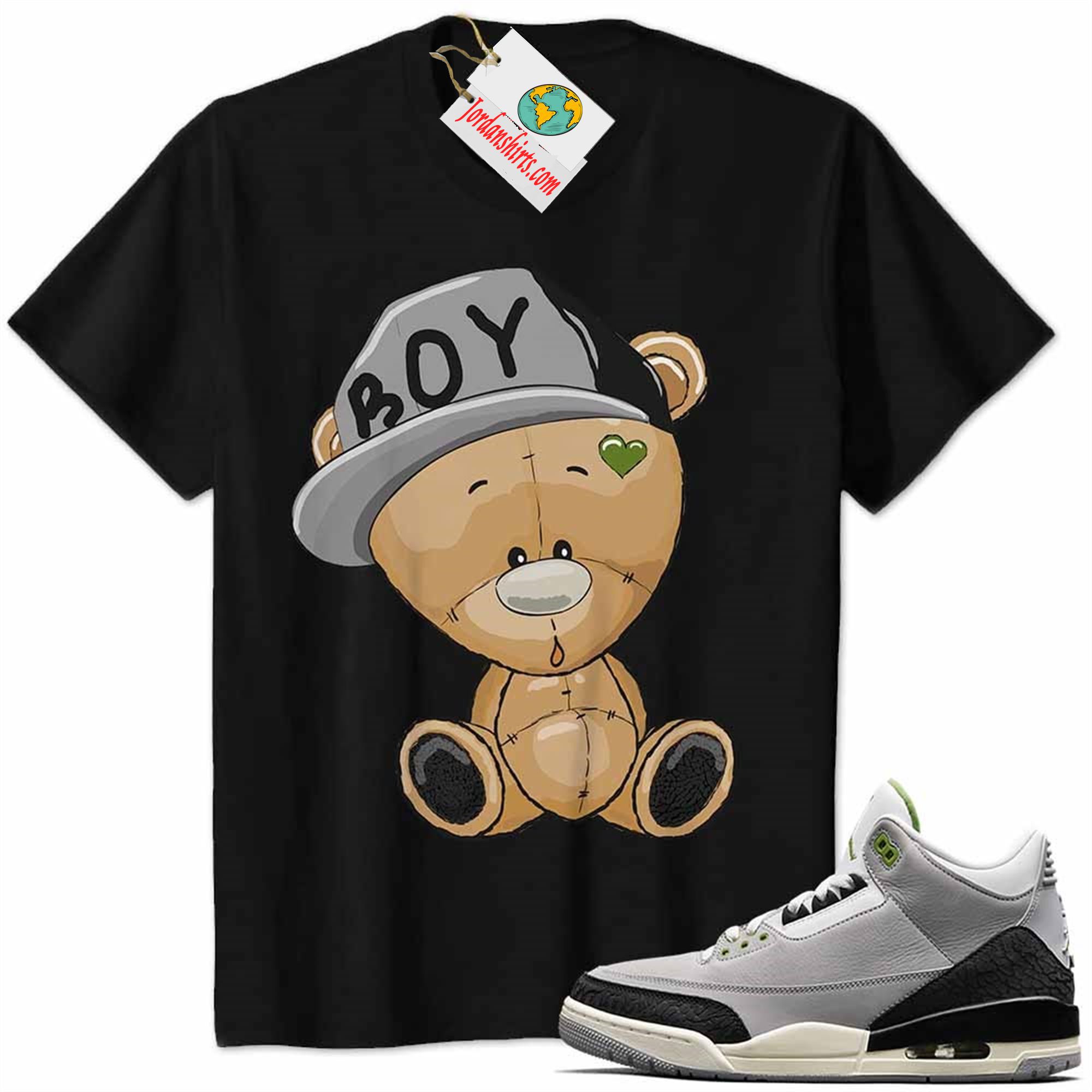 Jordan 3 Shirt, Jordan 3 Chlorophyll Shirt Cute Baby Teddy Bear Black Plus Size Up To 5xl