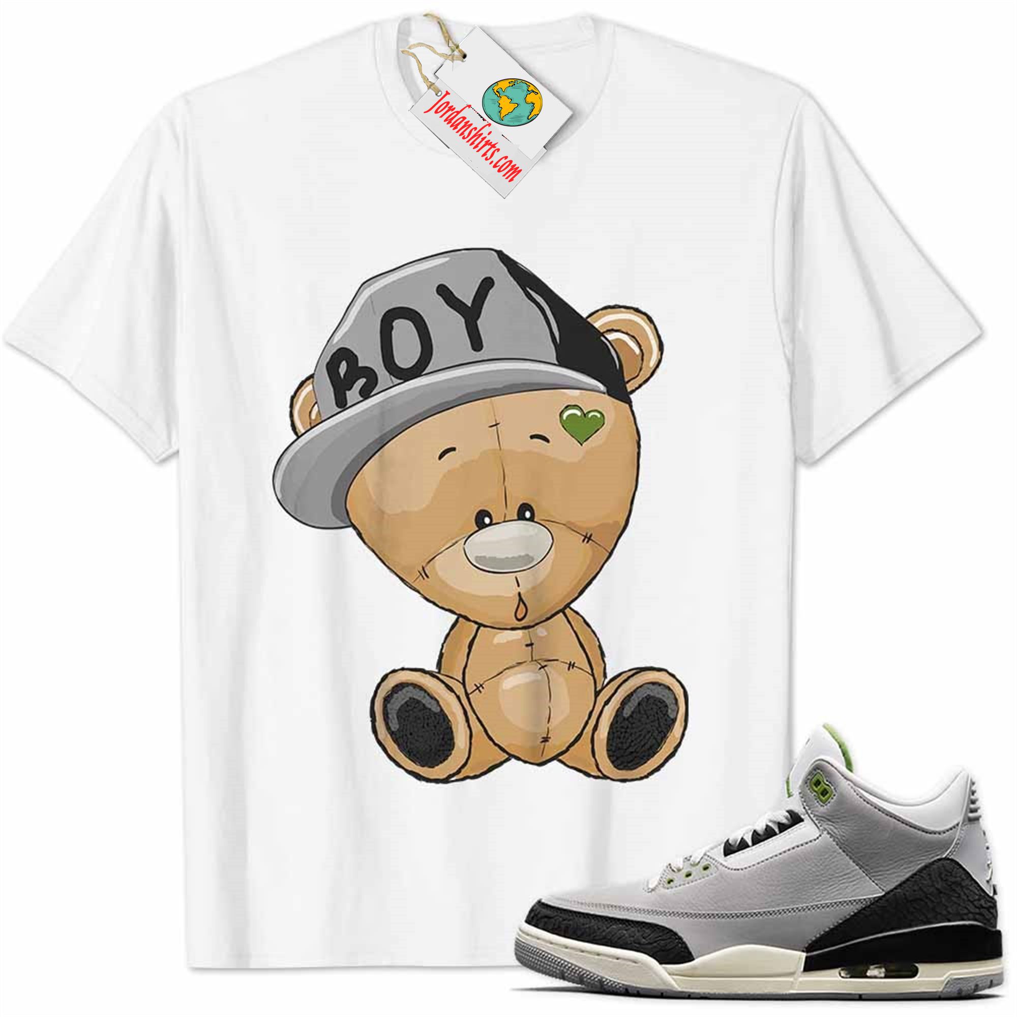 Jordan 3 Shirt, Jordan 3 Chlorophyll Shirt Cute Baby Teddy Bear White Size Up To 5xl