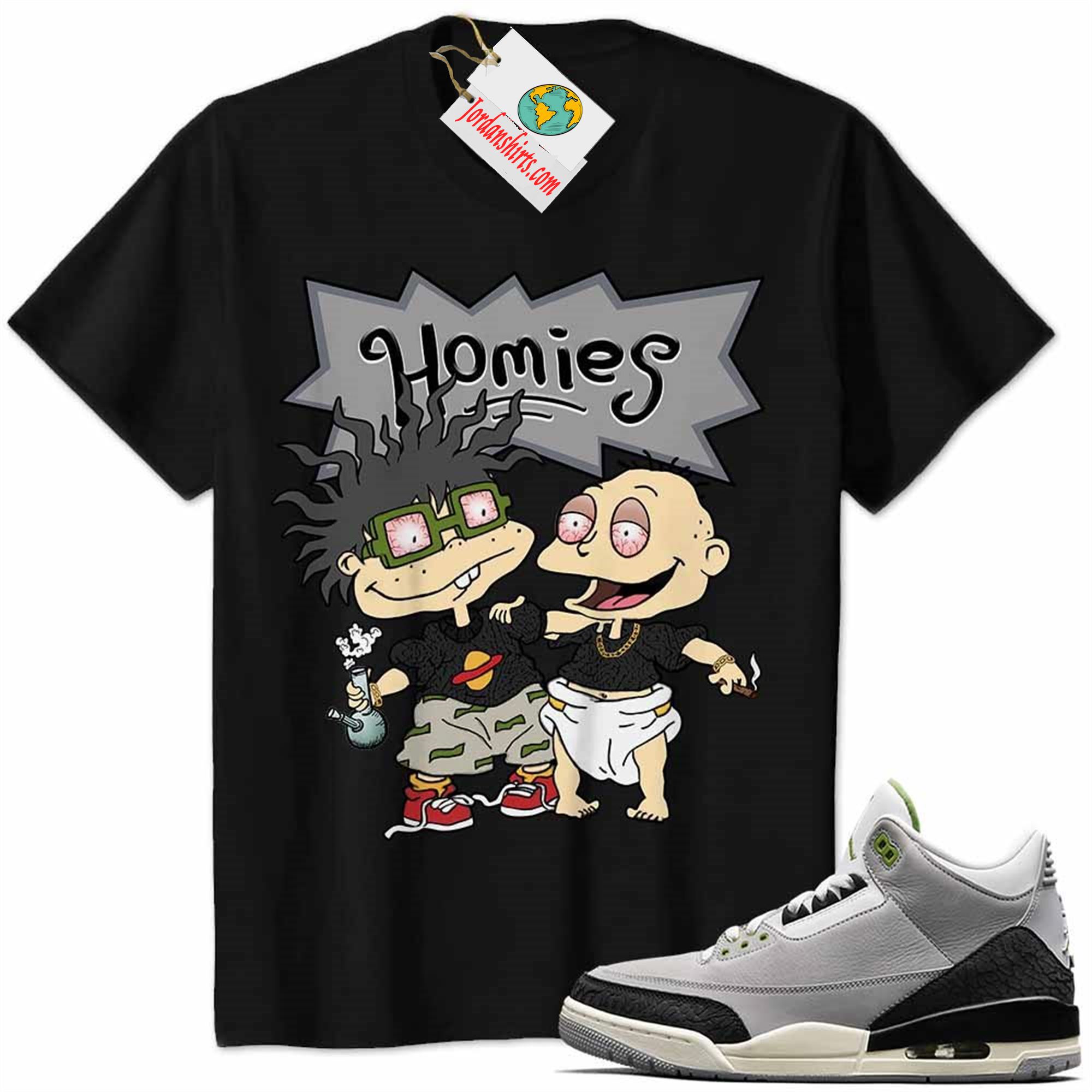 Jordan 3 Shirt, Jordan 3 Chlorophyll Shirt Hommies Tommy Pickles Chuckie Finster Rugrats Black Size Up To 5xl