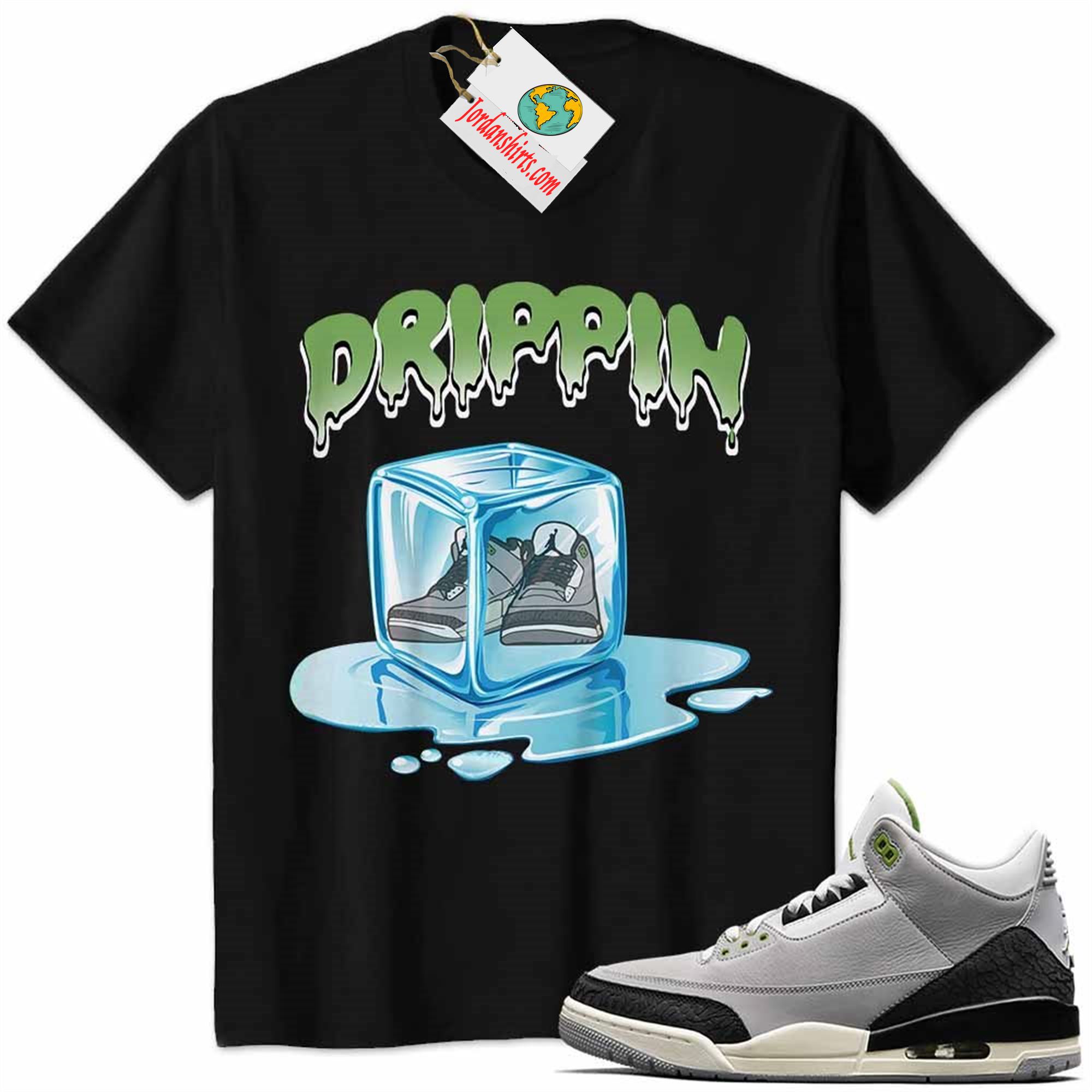 Jordan 3 Shirt, Jordan 3 Chlorophyll Shirt Ice Cube Melting Black Full Size Up To 5xl