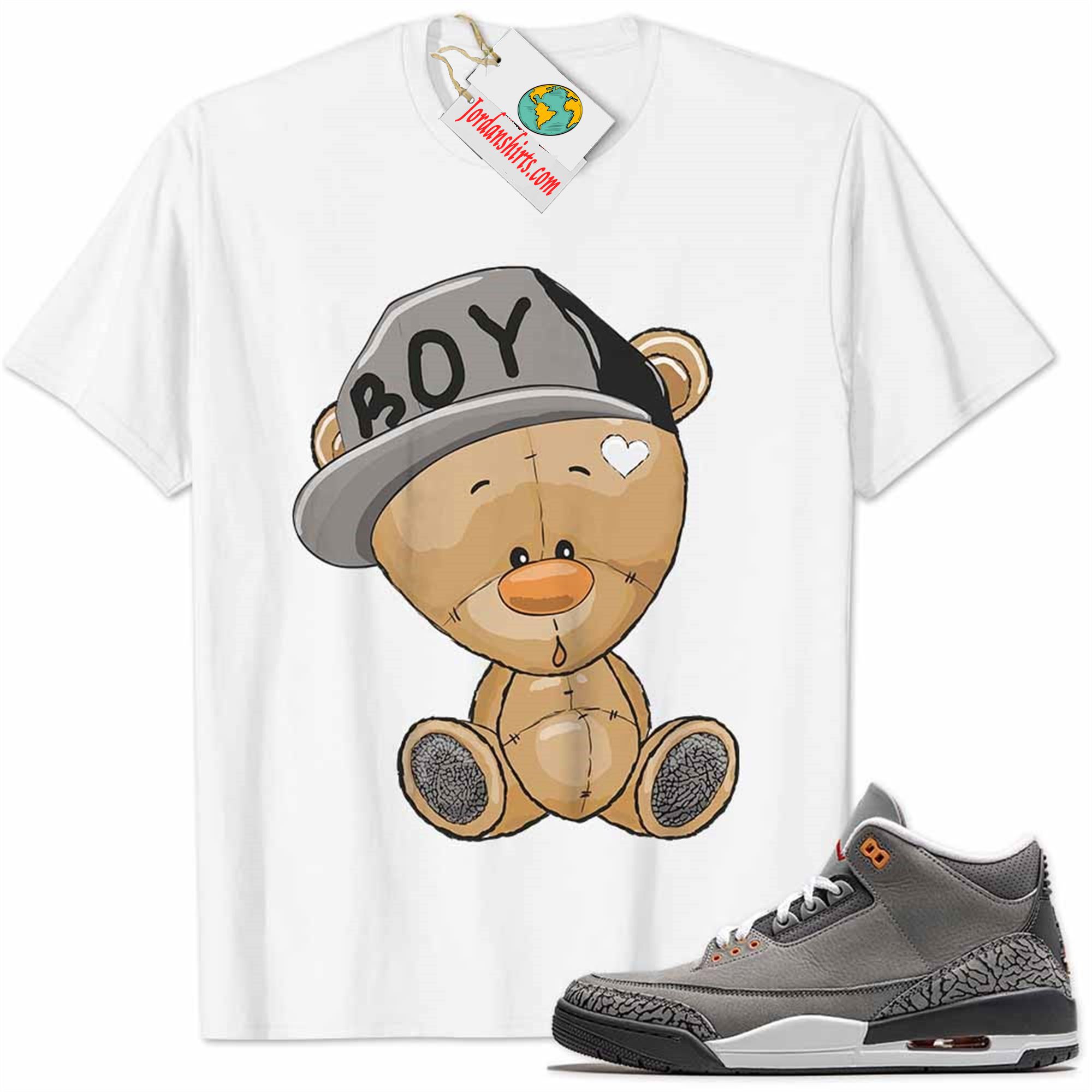 Jordan 3 Shirt, Jordan 3 Cool Grey Shirt Cute Baby Teddy Bear White Plus Size Up To 5xl