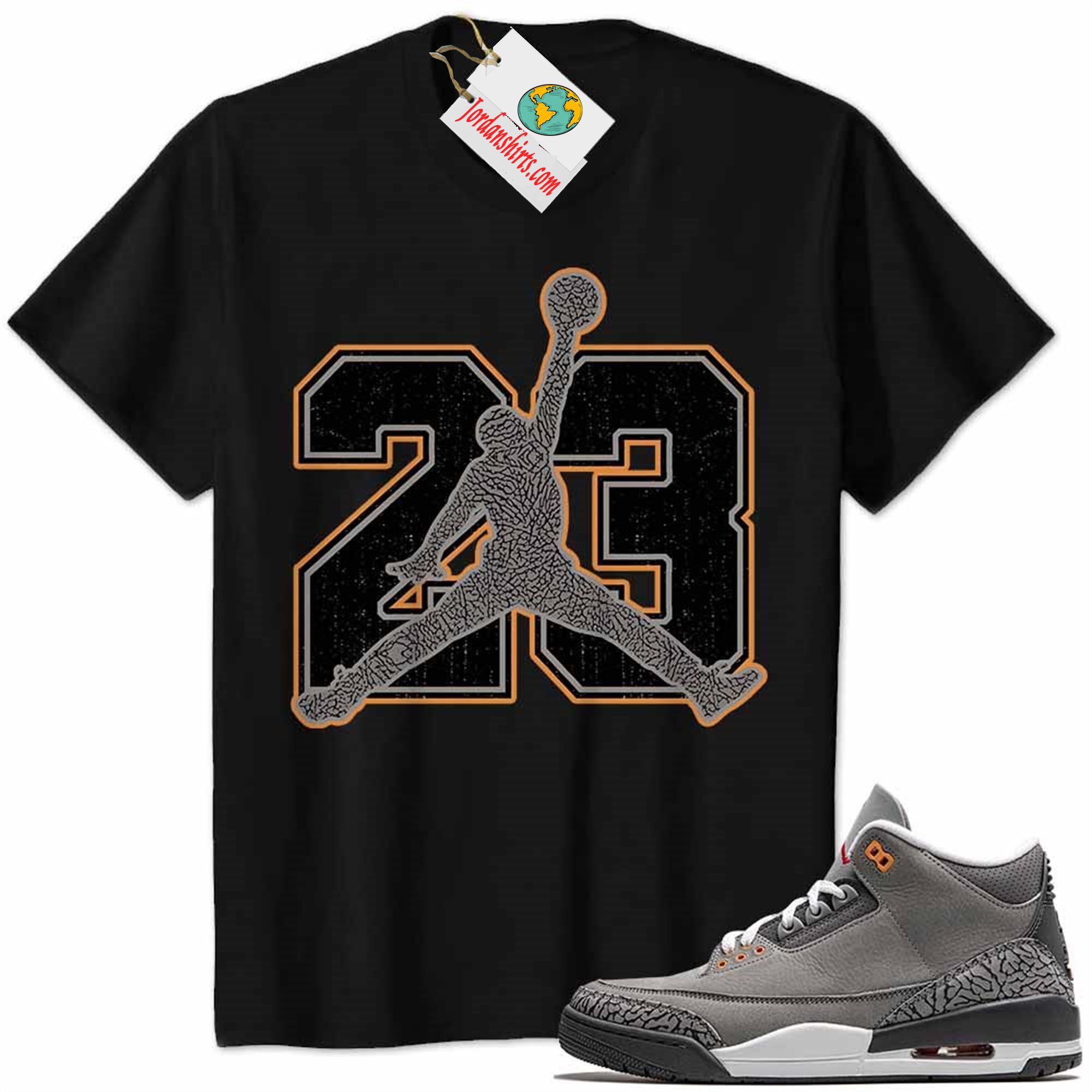 Jordan 3 Shirt, Jordan 3 Cool Grey Shirt Jumpman No23 Black Plus Size Up To 5xl
