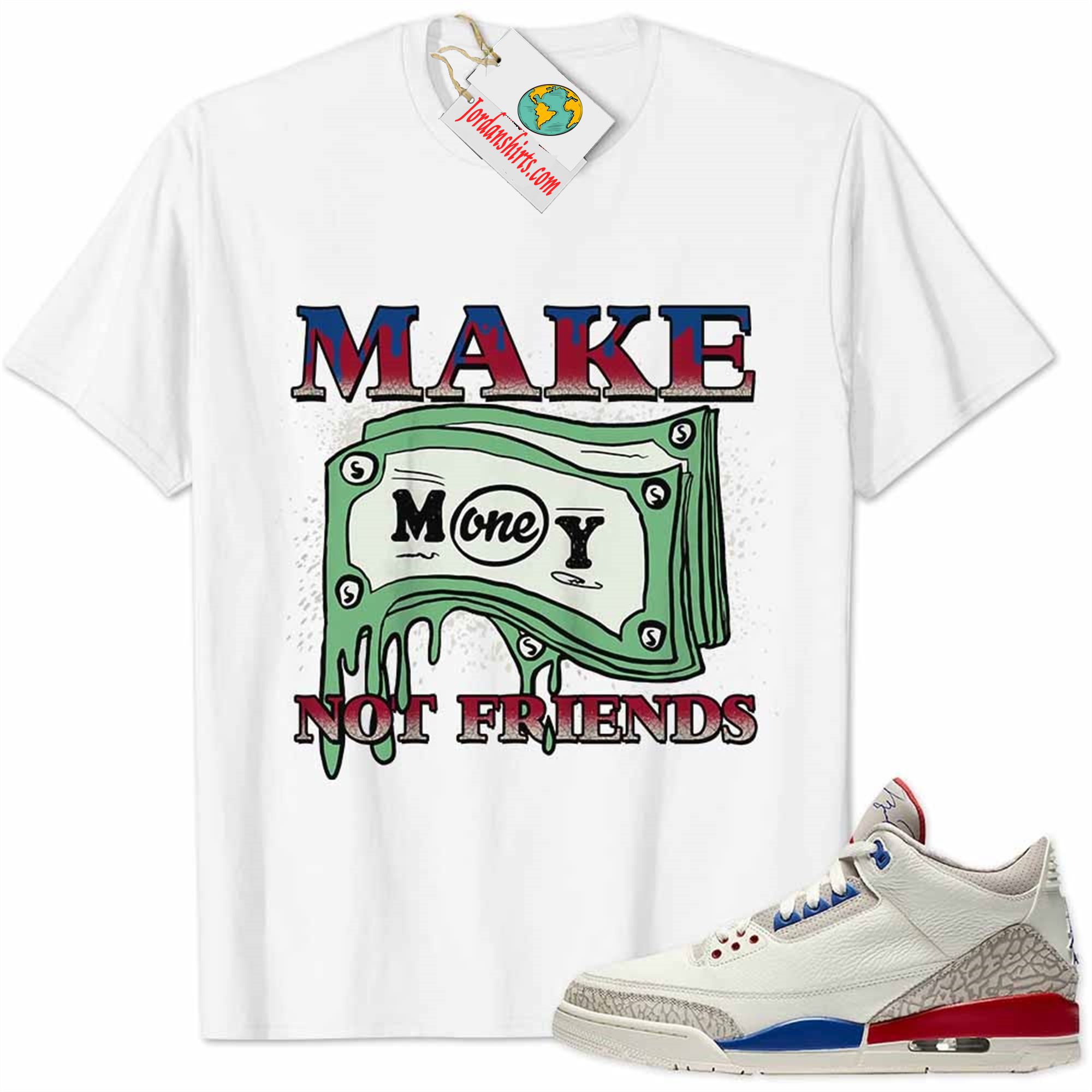 Jordan 3 Shirt, Jordan 3 International Flight Charity Game Shirt Make Money Graffiti White Plus Size Up To 5xl