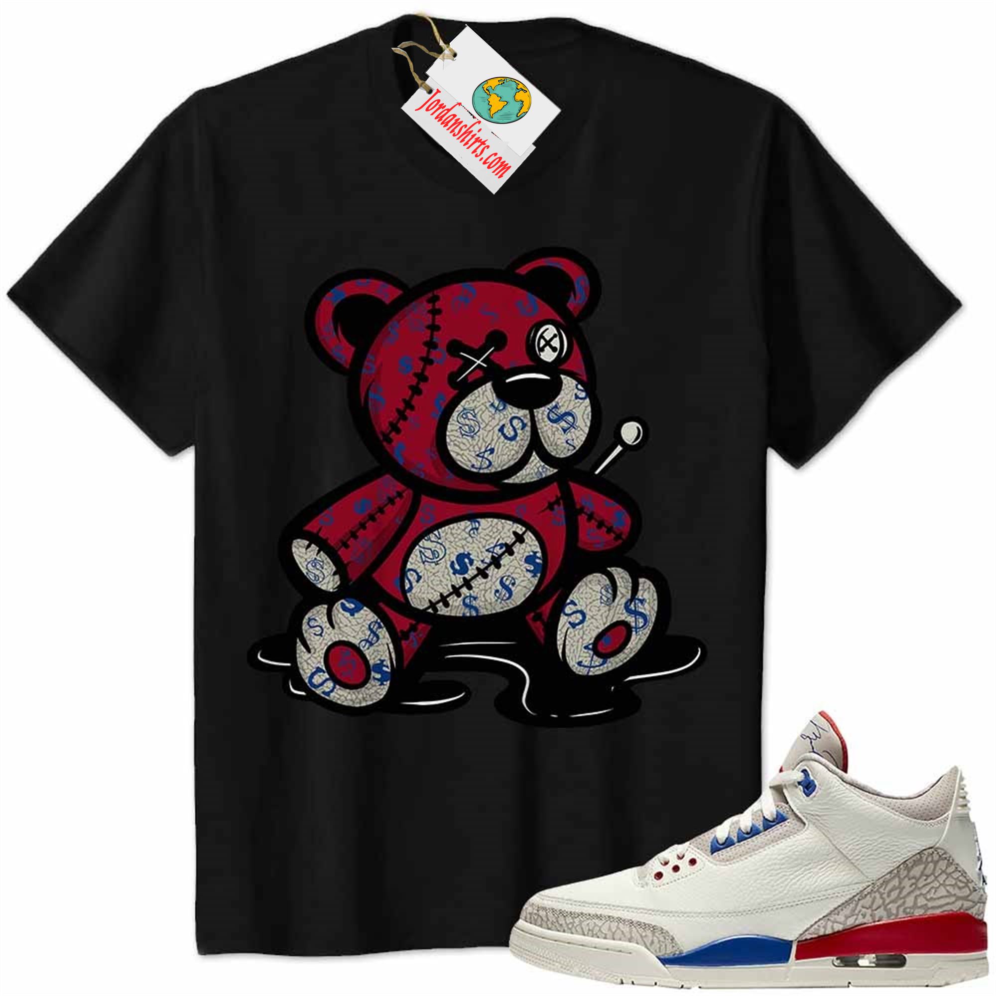 Jordan 3 Shirt, Jordan 3 International Flight Charity Game Shirt Teddy Bear All Money In Black Size Up To 5xl