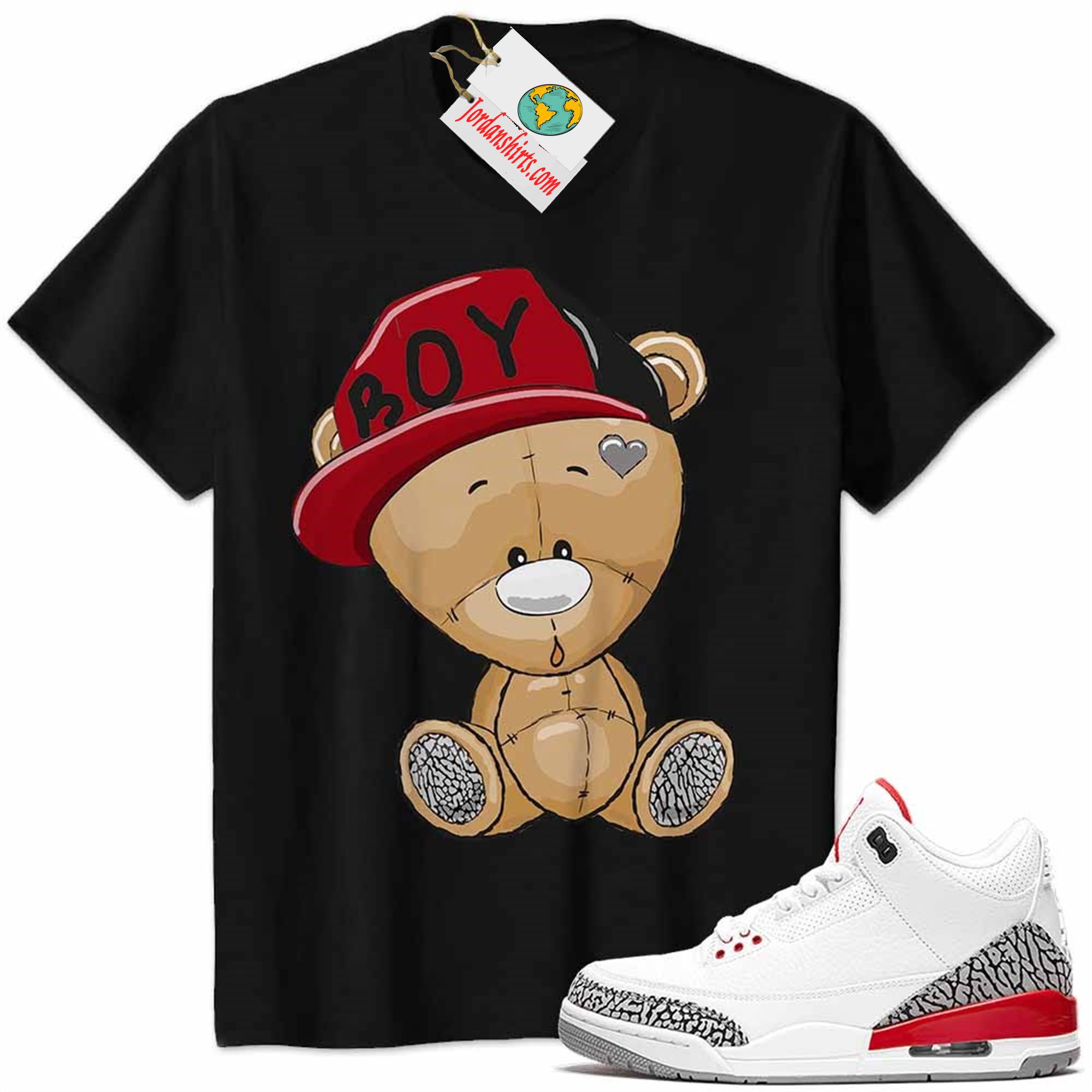 Jordan 3 Shirt, Jordan 3 Katrina Shirt Cute Baby Teddy Bear Black Plus Size Up To 5xl