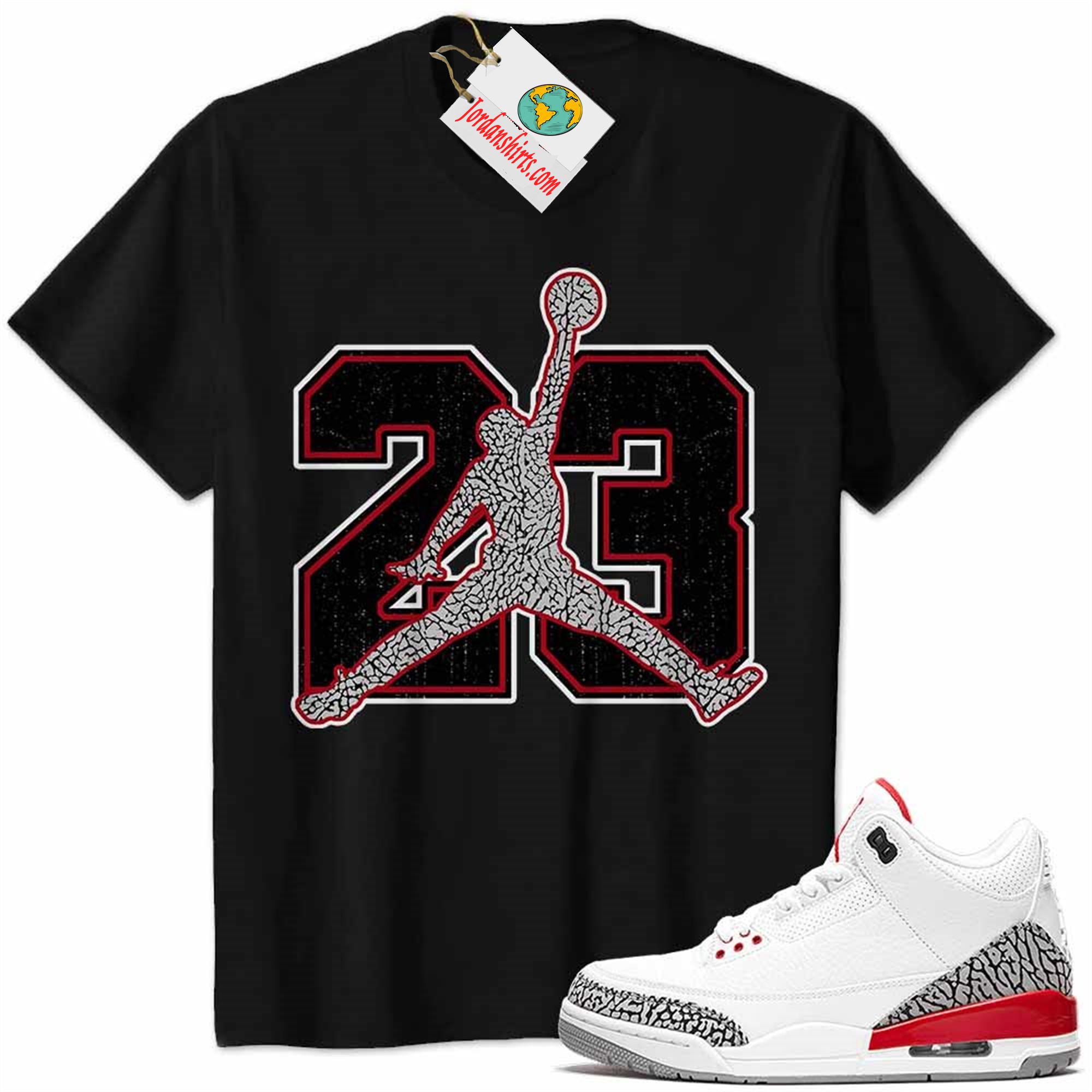 Jordan 3 Shirt, Jordan 3 Katrina Shirt Jumpman No23 Black Full Size Up To 5xl