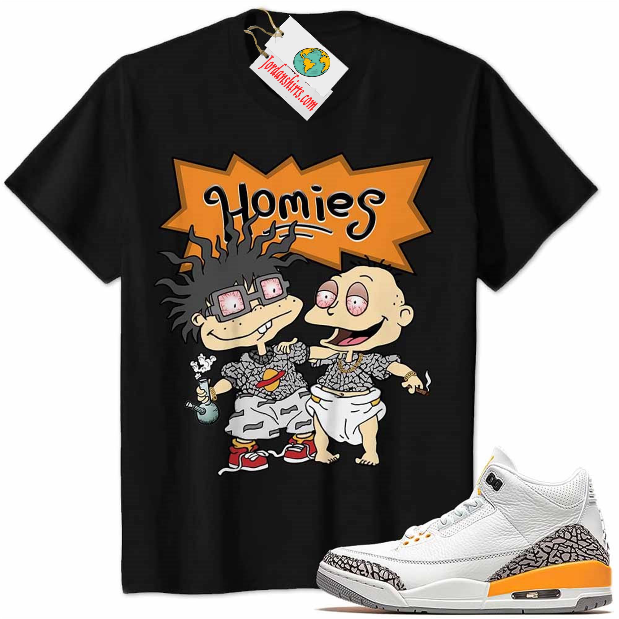 Jordan 3 Shirt, Jordan 3 Laser Orange Shirt Hommies Tommy Pickles Chuckie Finster Rugrats Black Size Up To 5xl