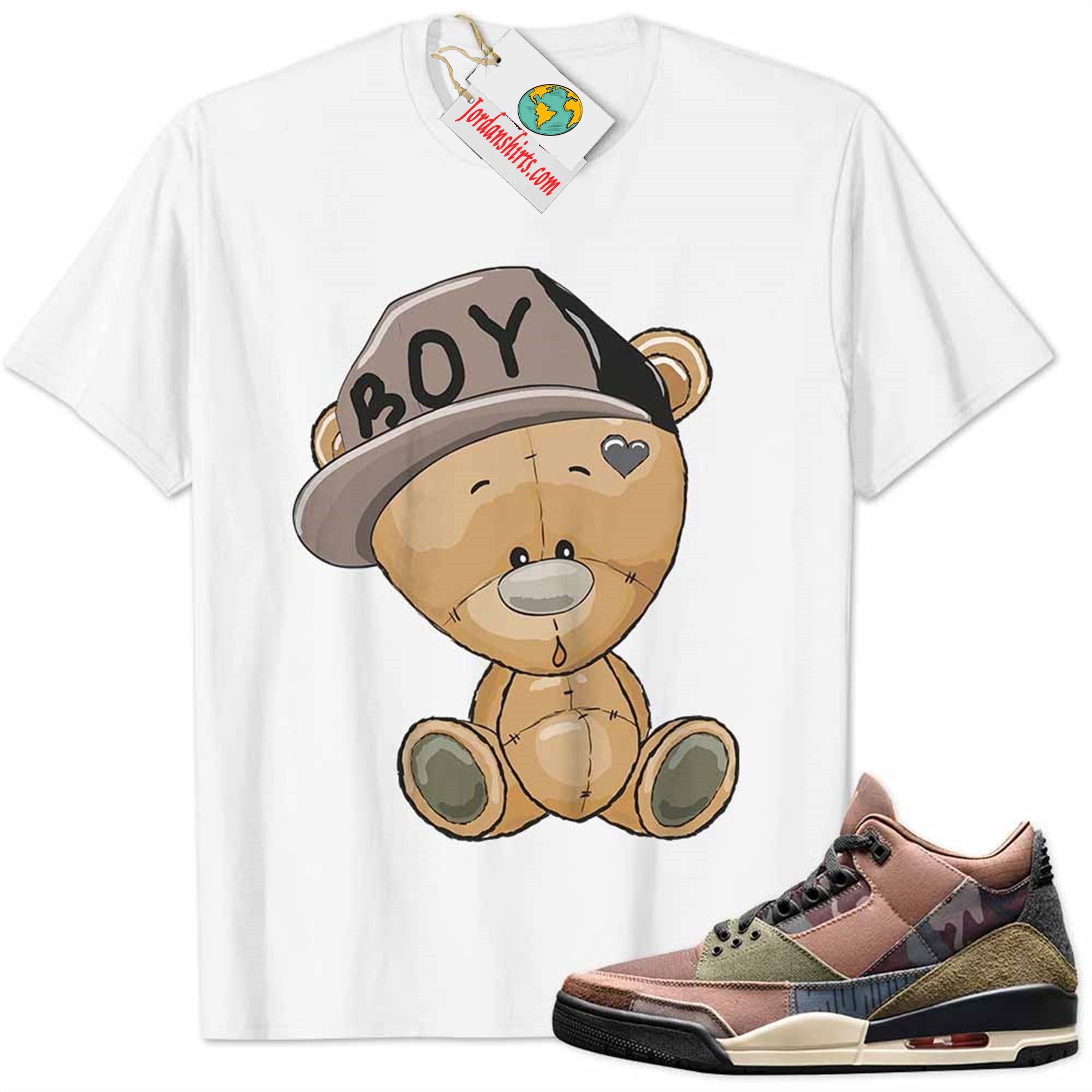 Jordan 3 Shirt, Jordan 3 Patchwork Shirt Cute Baby Teddy Bear White Size Up To 5xl