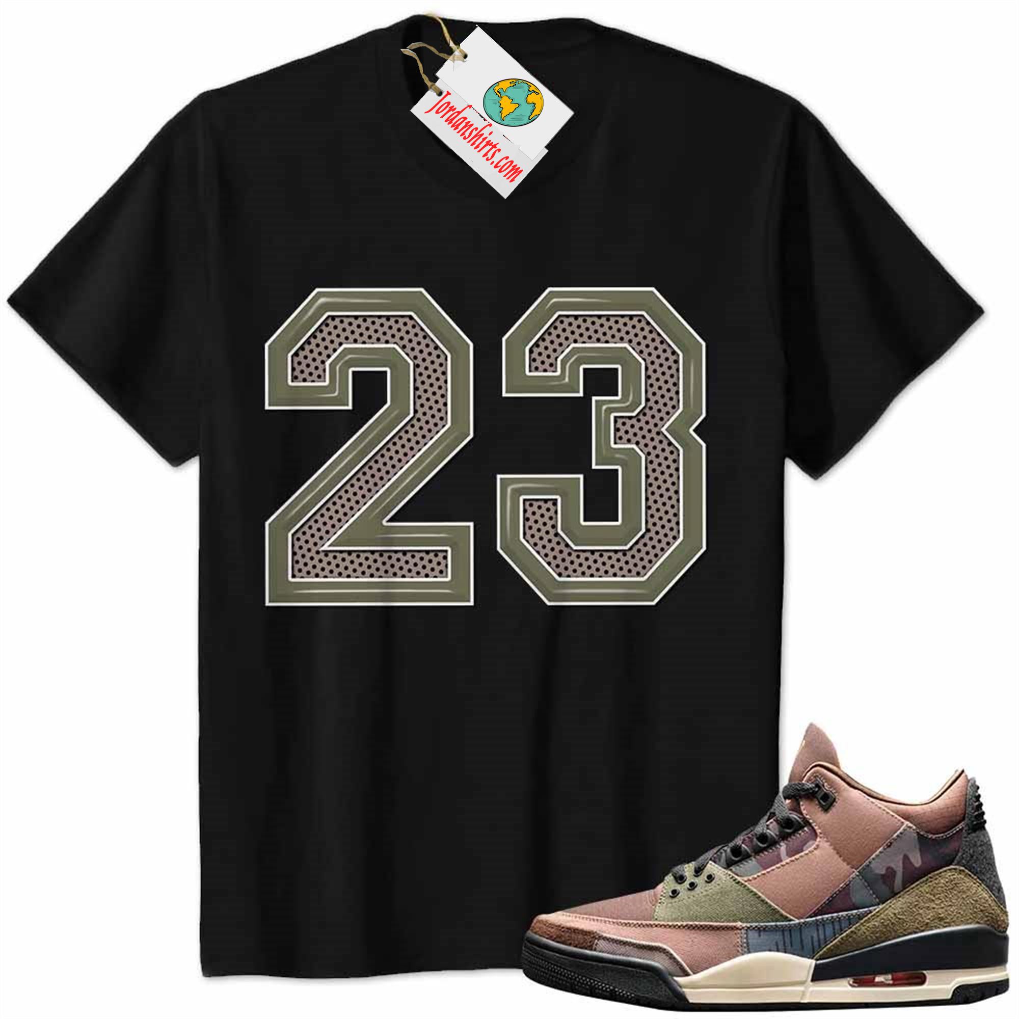 Jordan 3 Shirt, Jordan 3 Patchwork Shirt Michael Jordan Number 23 Black Plus Size Up To 5xl