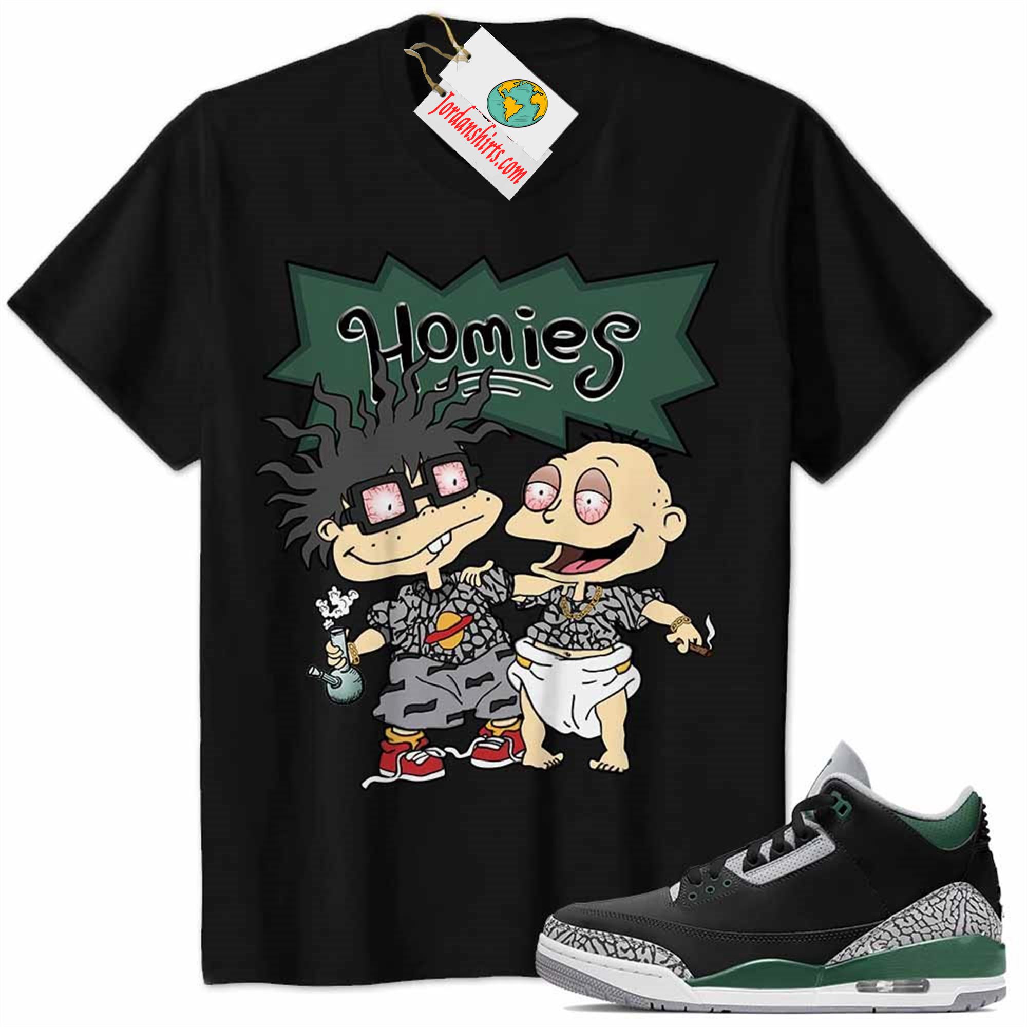 Jordan 3 Shirt, Jordan 3 Pine Green Shirt Hommies Tommy Pickles Chuckie Finster Rugrats Black Plus Size Up To 5xl