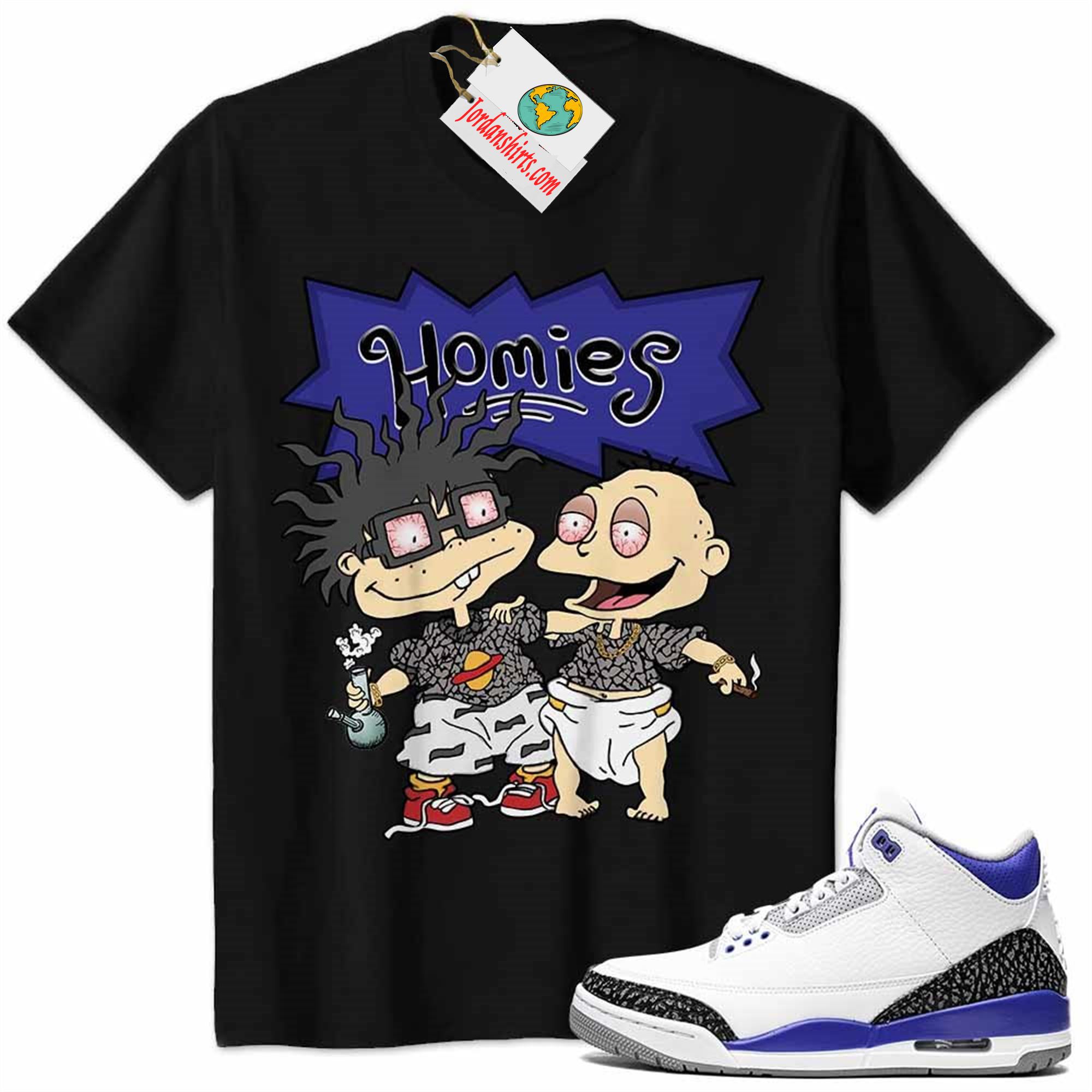 Jordan 3 Shirt, Jordan 3 Racer Blue Shirt Hommies Tommy Pickles Chuckie Finster Rugrats Black Plus Size Up To 5xl