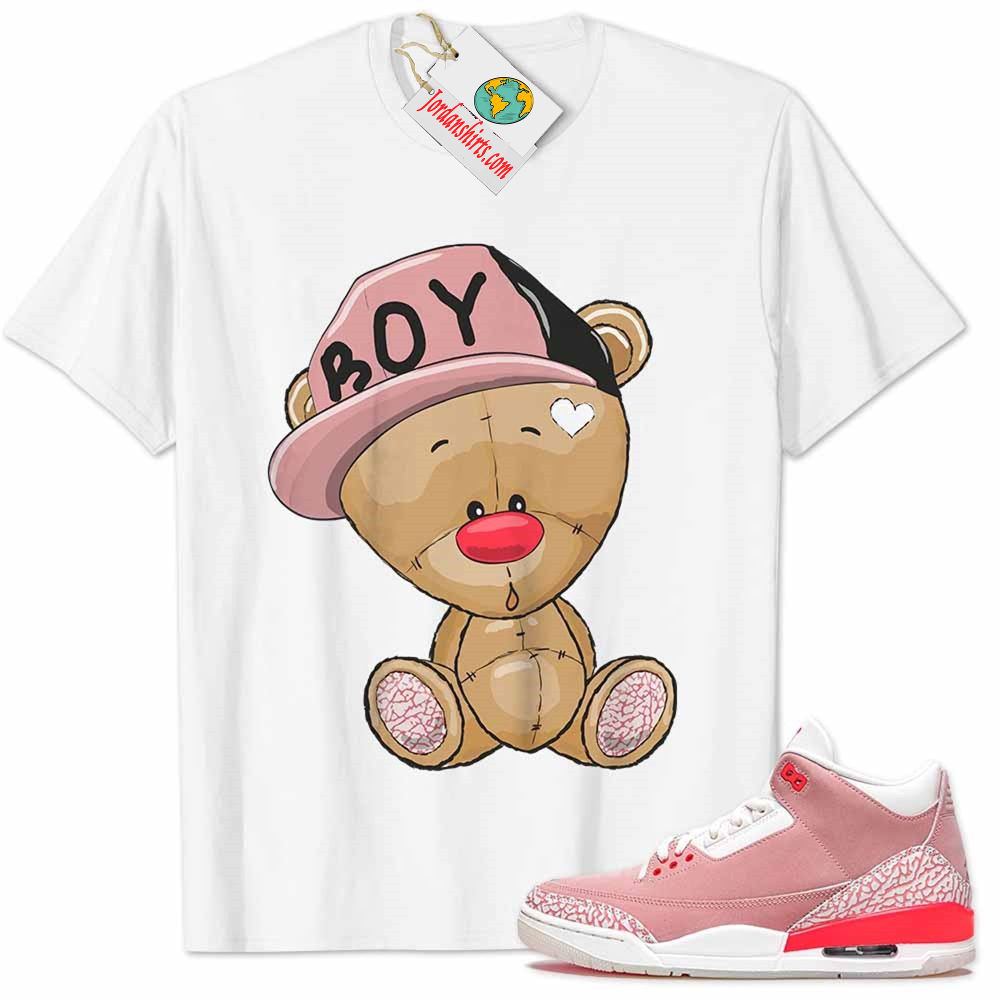 Jordan 3 Shirt, Jordan 3 Rust Pink Shirt Cute Baby Teddy Bear White Full Size Up To 5xl