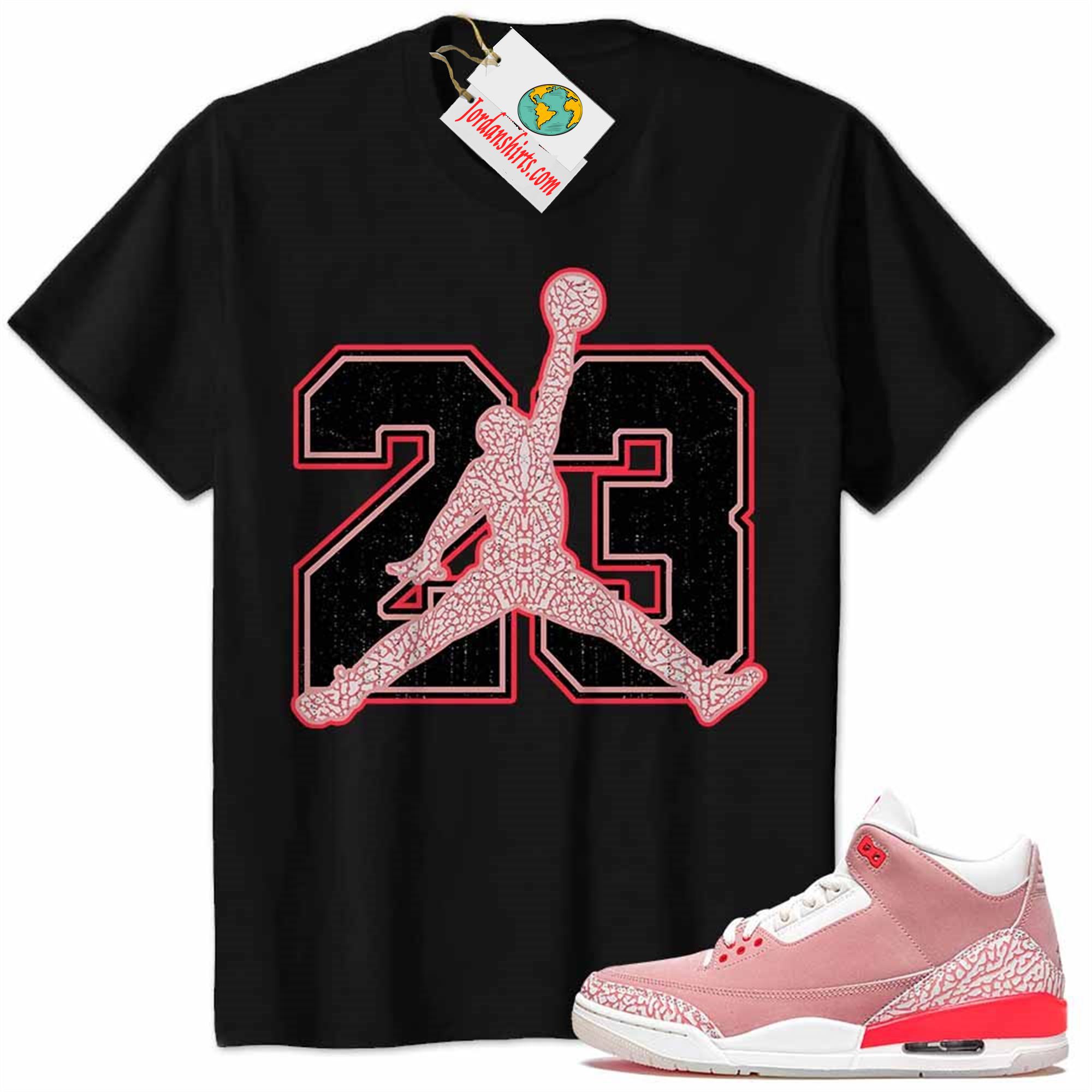 Jordan 3 Shirt, Jordan 3 Rust Pink Shirt Jumpman No23 Black Plus Size Up To 5xl