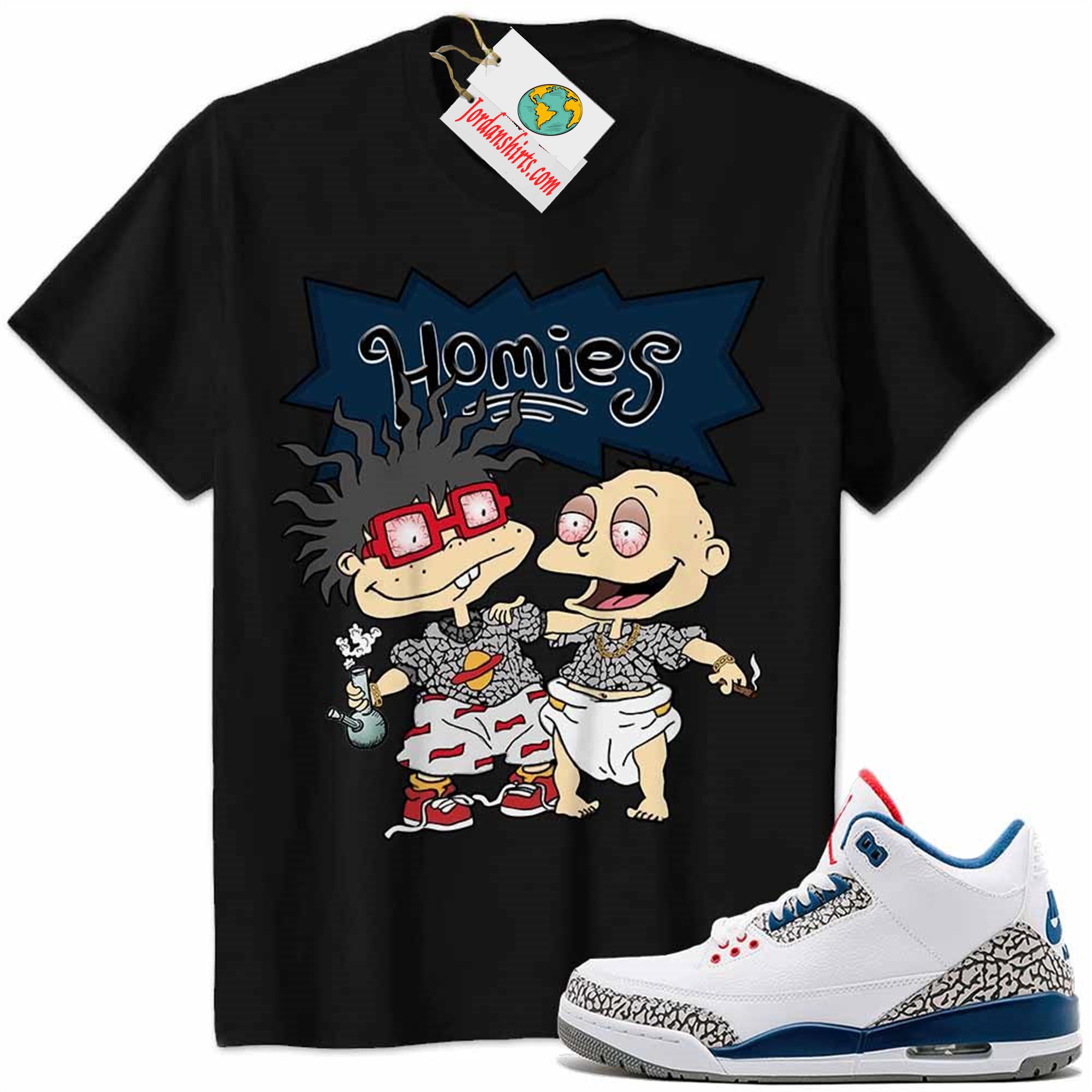 Jordan 3 Shirt, Jordan 3 True Blue Shirt Hommies Tommy Pickles Chuckie Finster Rugrats Black Size Up To 5xl