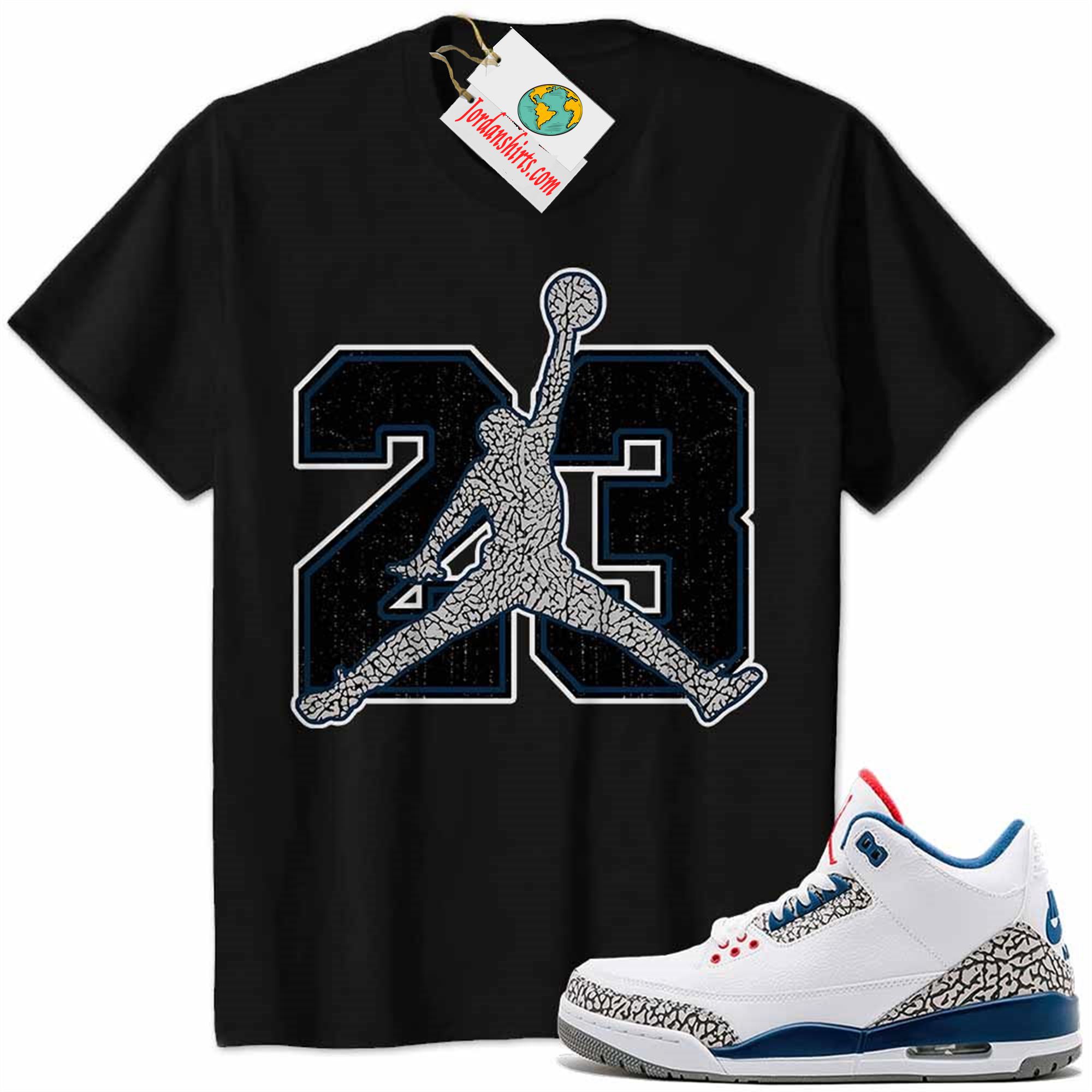 Jordan 3 Shirt, Jordan 3 True Blue Shirt Jumpman No23 Black Size Up To 5xl