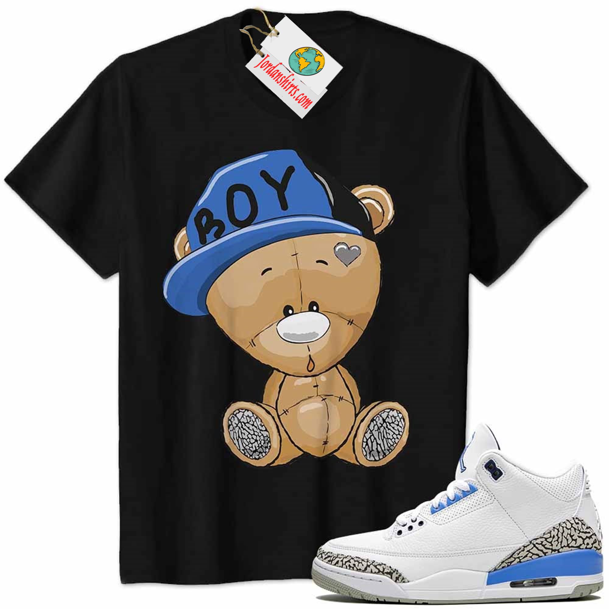 Jordan 3 Shirt, Jordan 3 Unc Shirt Cute Baby Teddy Bear Black Plus Size Up To 5xl