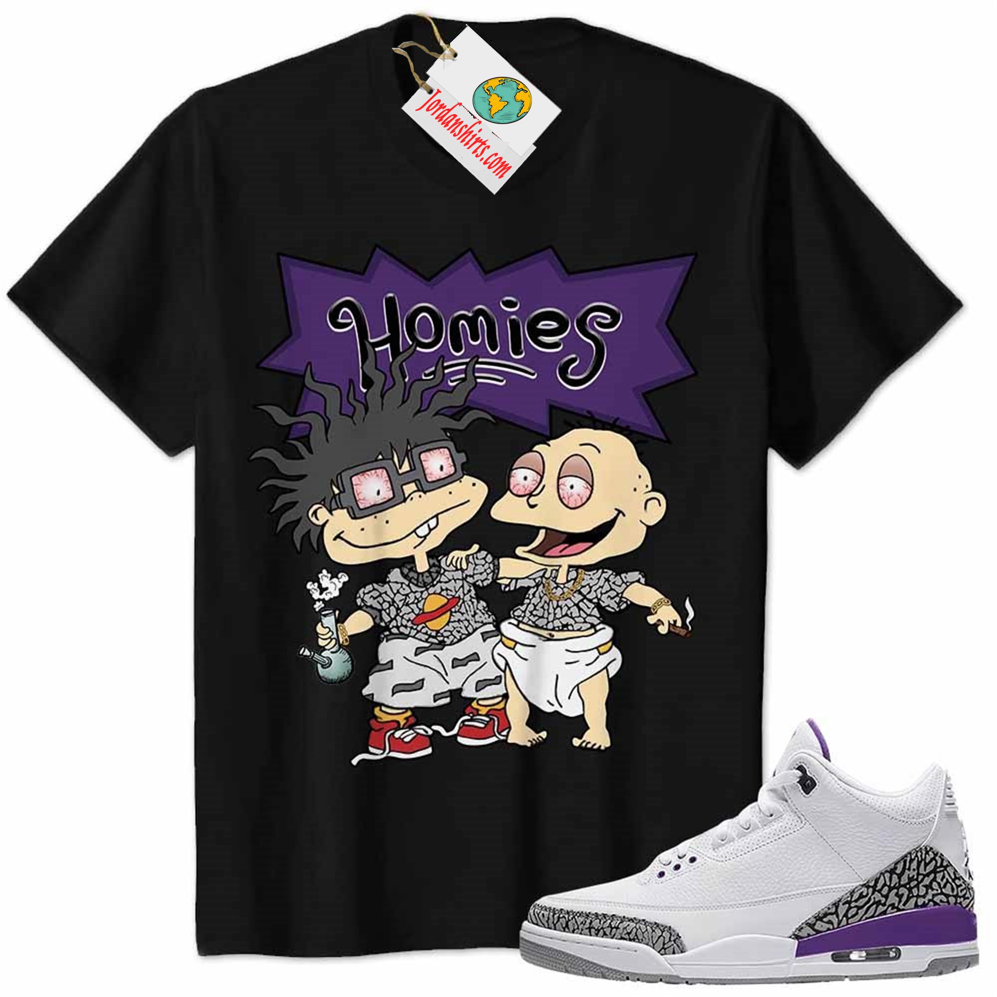 Jordan 3 Shirt, Jordan 3 Wmns Dark Iris Violet Ore Shirt Hommies Tommy Pickles Chuckie Finster Rugrats Black Size Up To 5xl