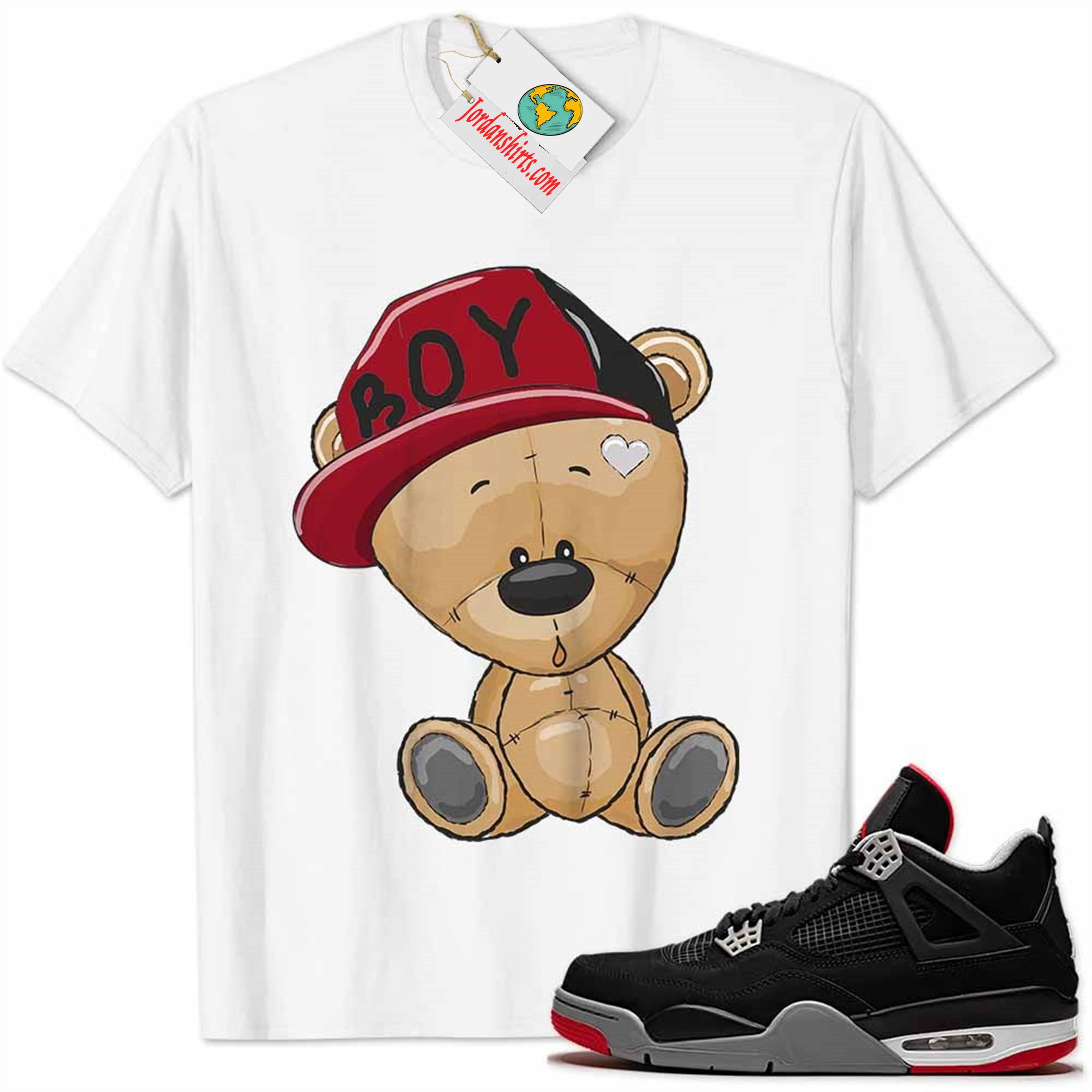 Jordan 4 Shirt, Jordan 4 Bred Shirt Cute Baby Teddy Bear White Size Up To 5xl