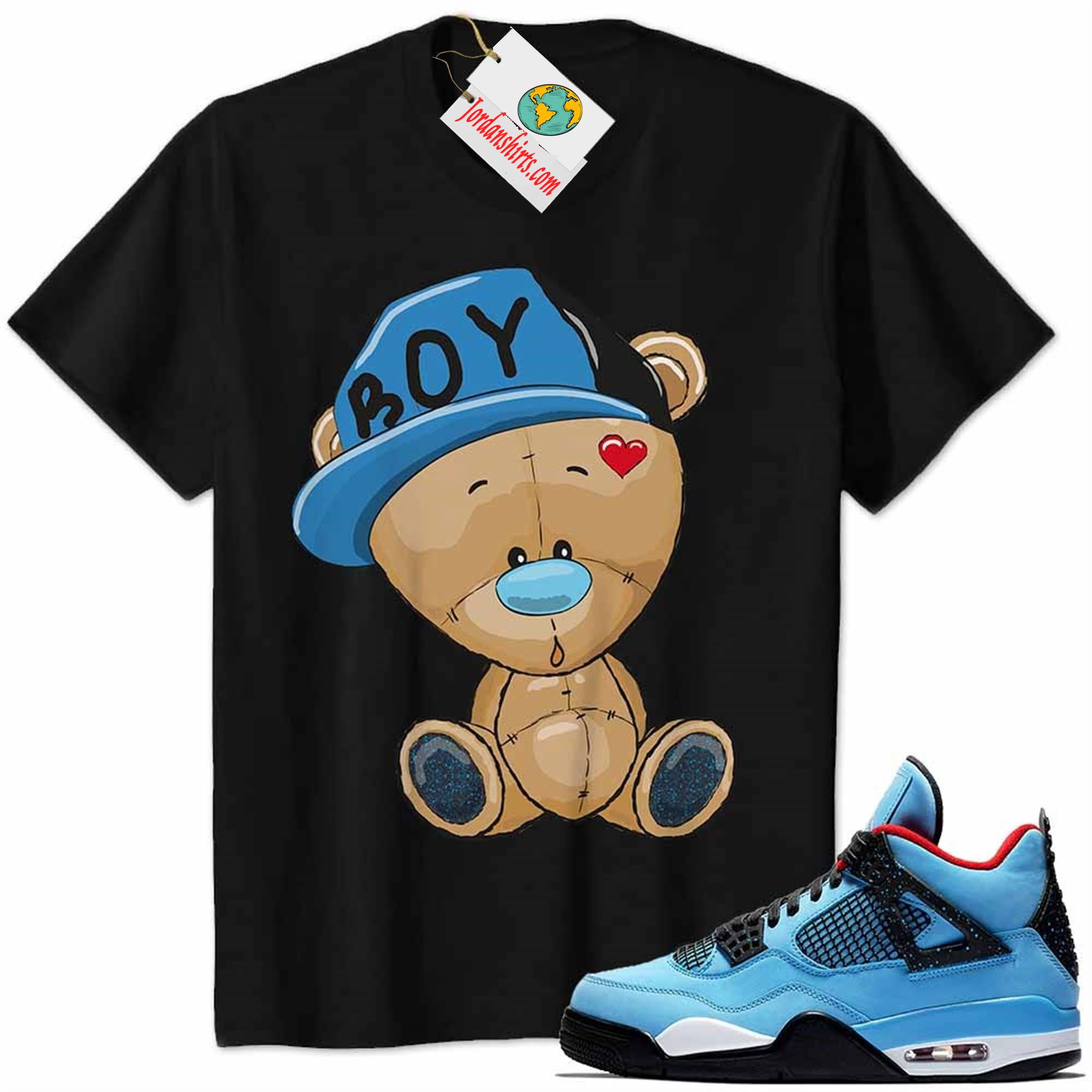 Jordan 4 Shirt, Jordan 4 Cactus Jack Travis Scott Shirt Cute Baby Teddy Bear Black Plus Size Up To 5xl