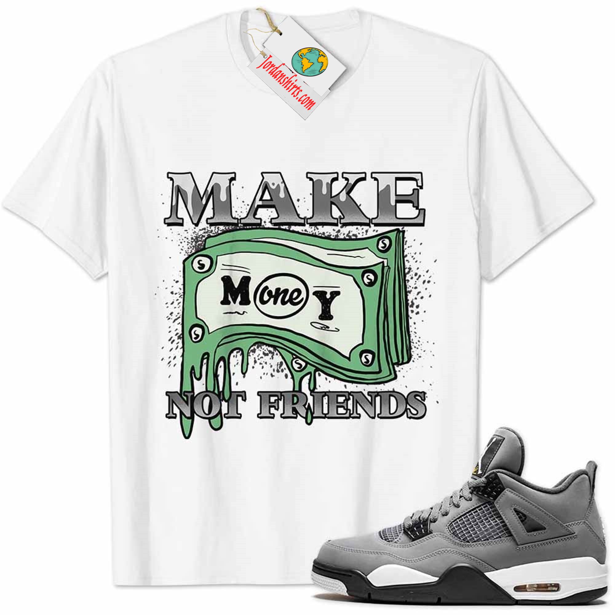 Jordan 4 Shirt, Jordan 4 Cool Grey Shirt Make Money Graffiti White Plus Size Up To 5xl