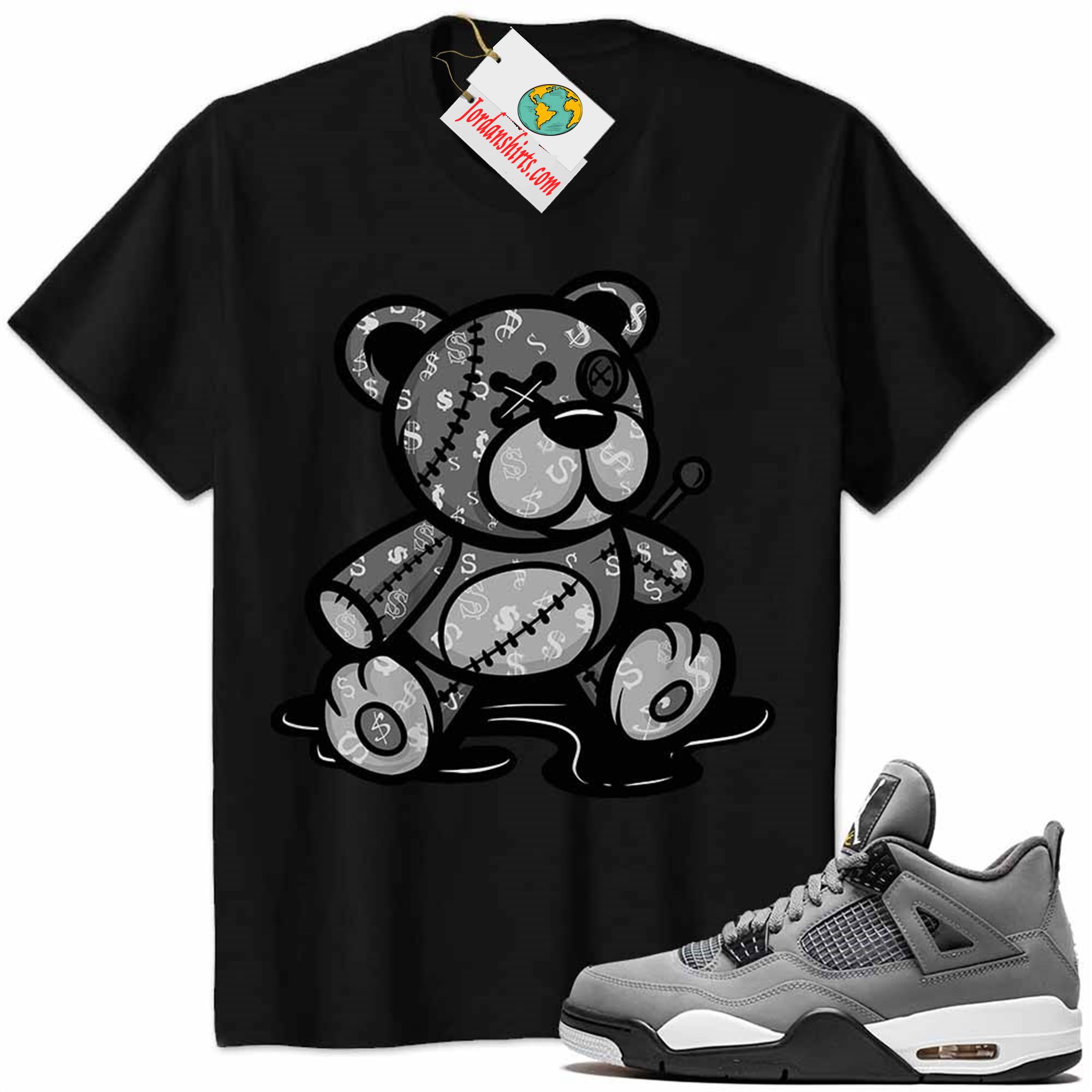 Jordan 4 Shirt, Jordan 4 Cool Grey Shirt Teddy Bear All Money In Black Size Up To 5xl